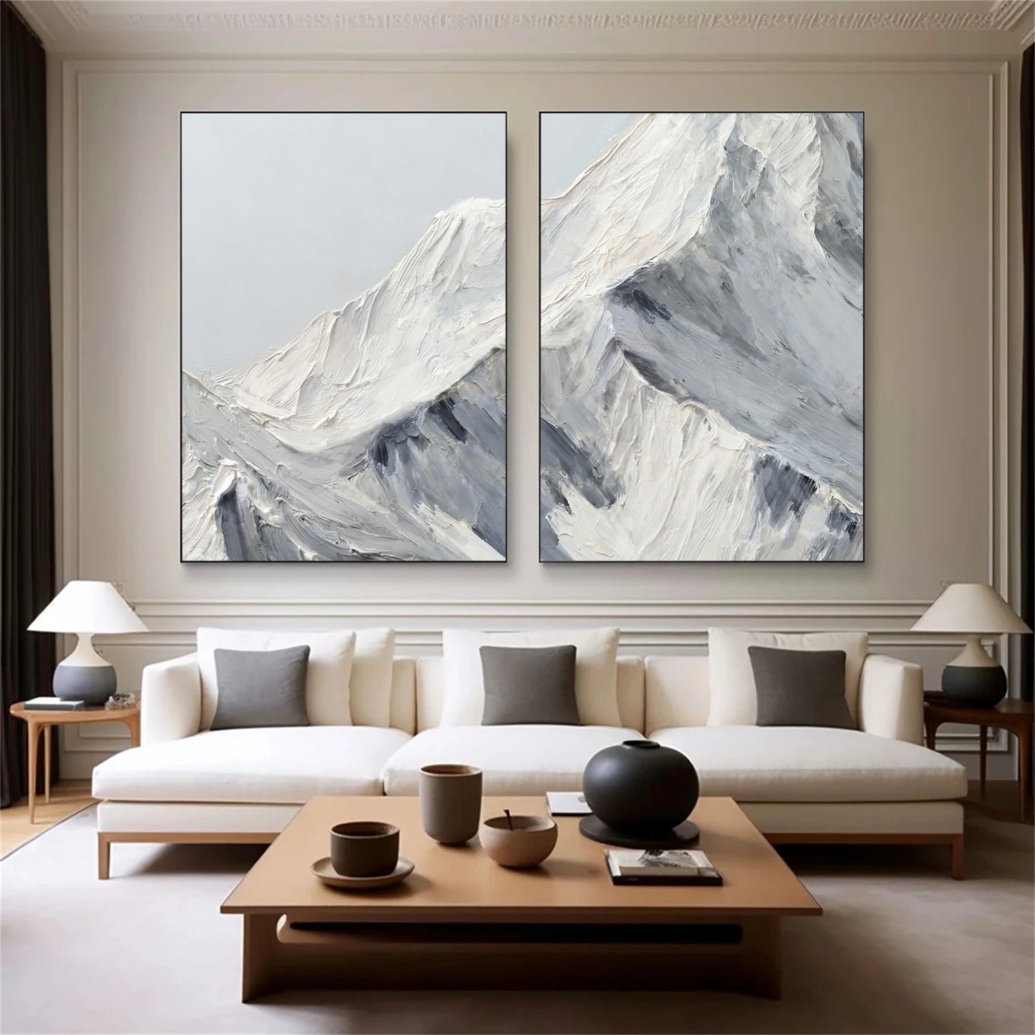 Abstract Mountain Textured Canvas Art Set of 2 #MM333