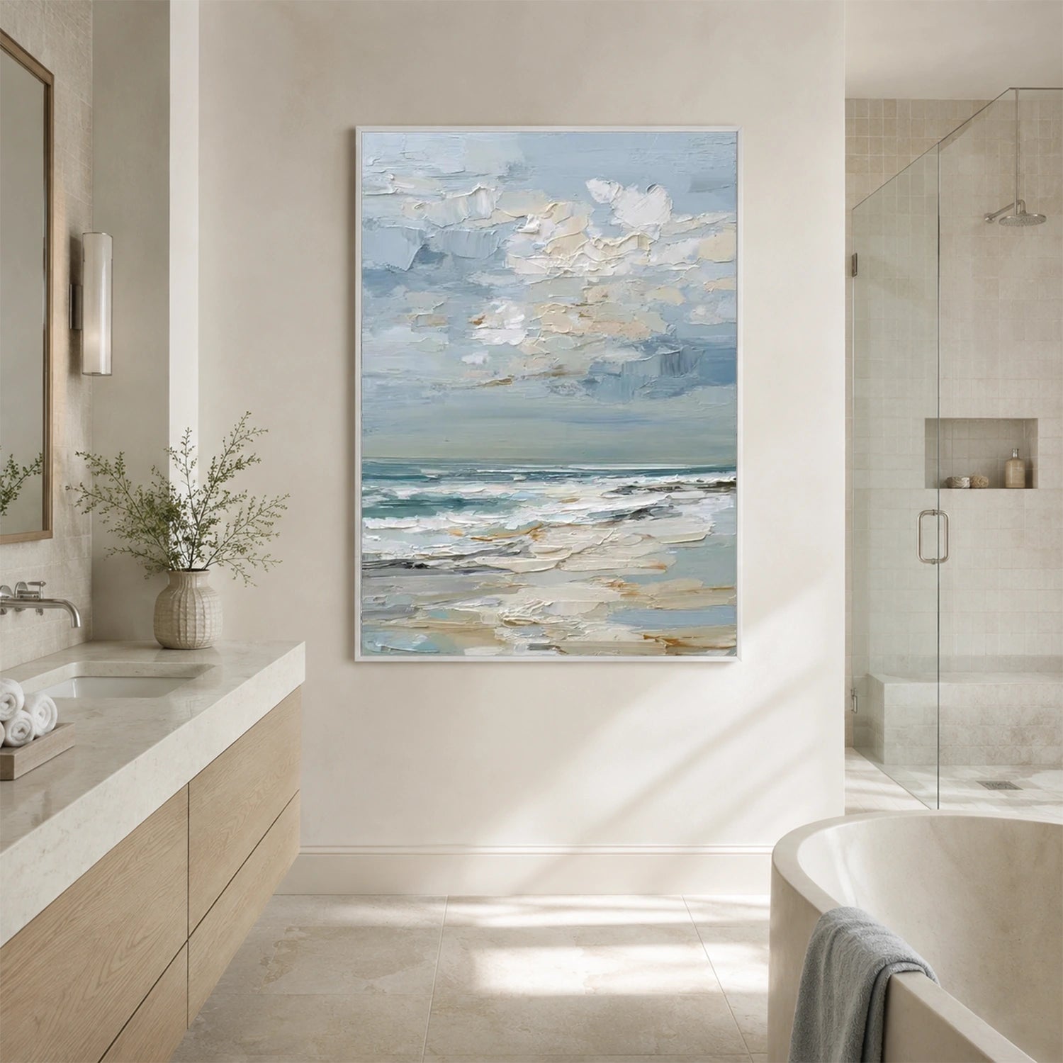 Ocean And Sky Abstract Canvas Art #OS470