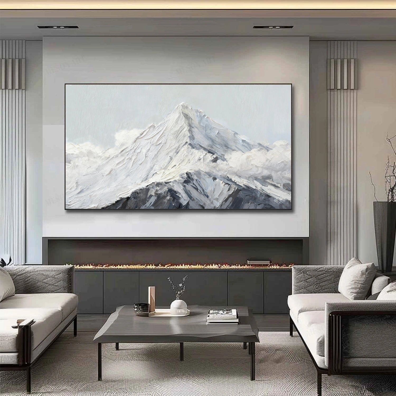 Abstract Mountain Textured Canvas Art #MM335