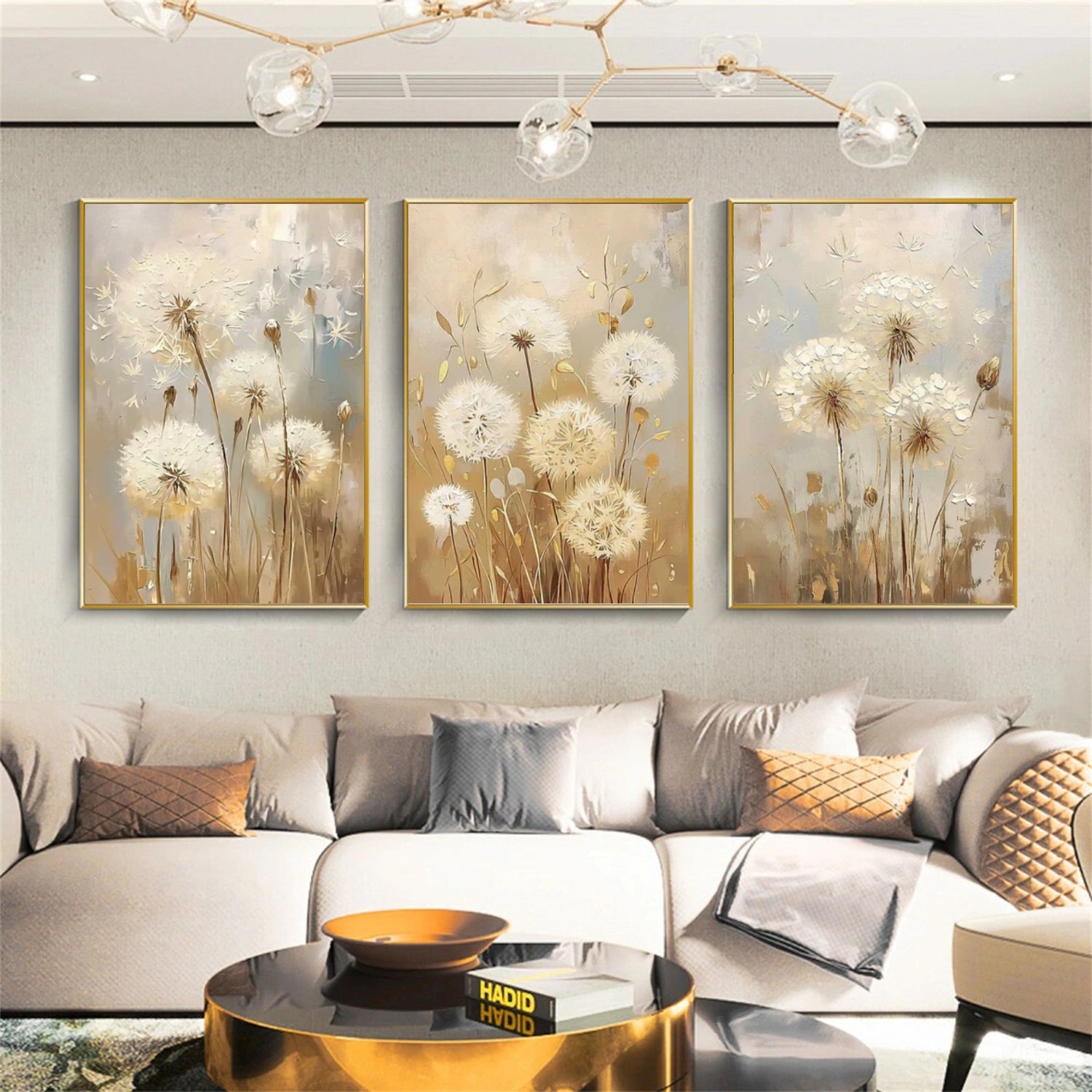 Flower & Tree Abstract Canvas Art Set of 3 #FT 312