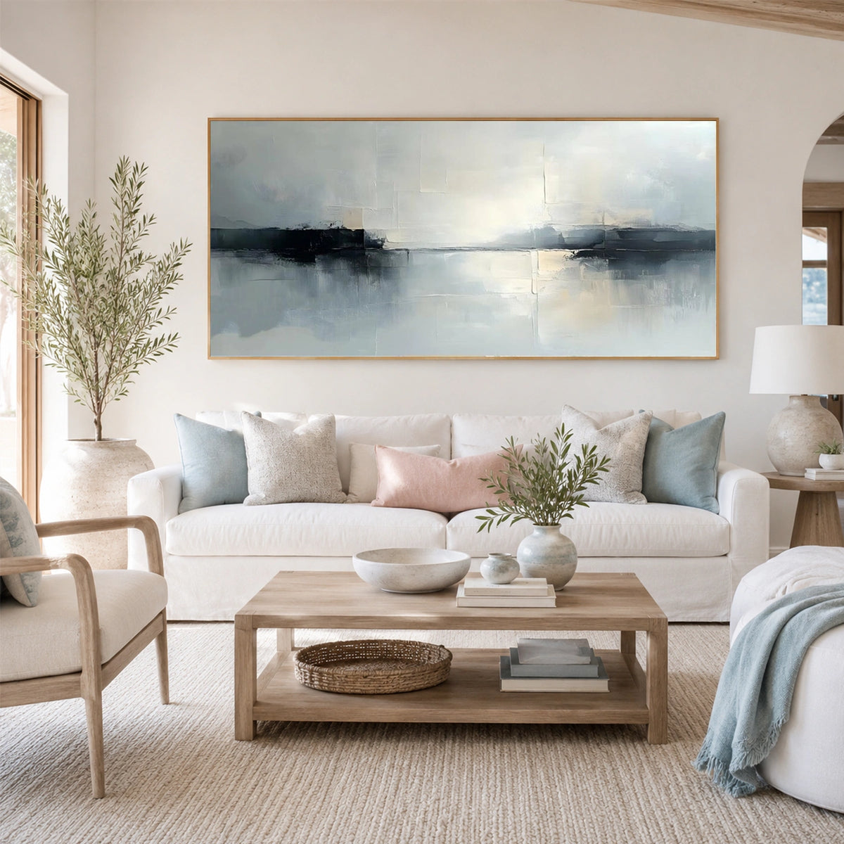 Ocean And Sky Abstract Canvas Art #OS481