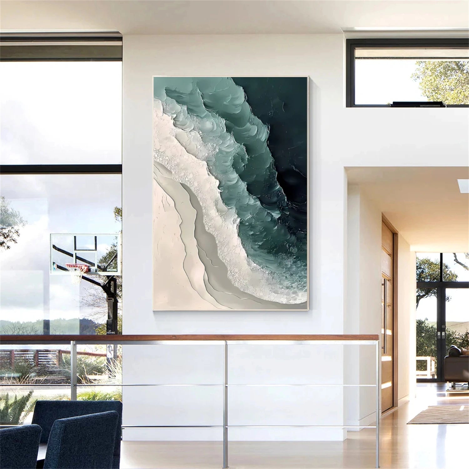 Ocean And Sky Abstract Textured Canvas Art #OS 301