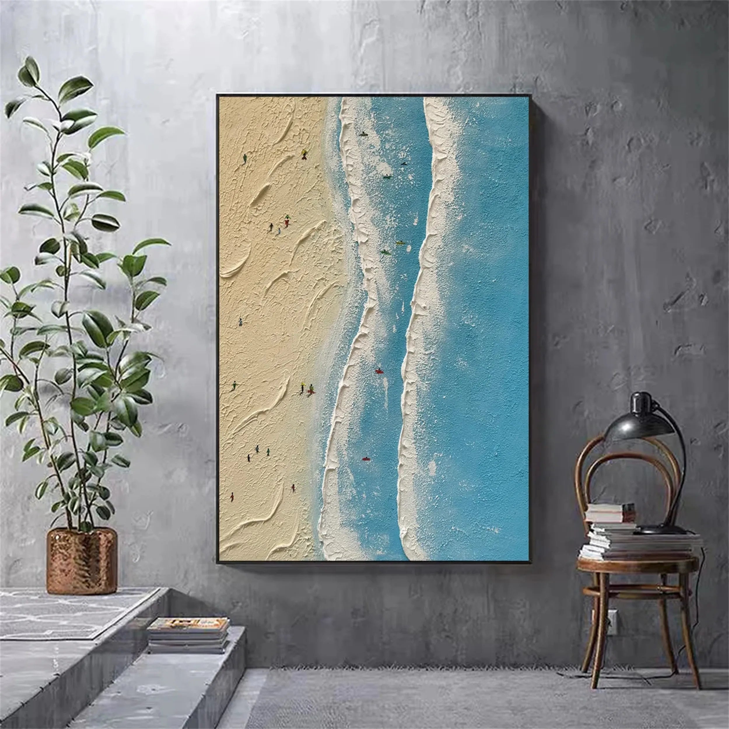 Seascape and Snowy Peak Painting #SP010