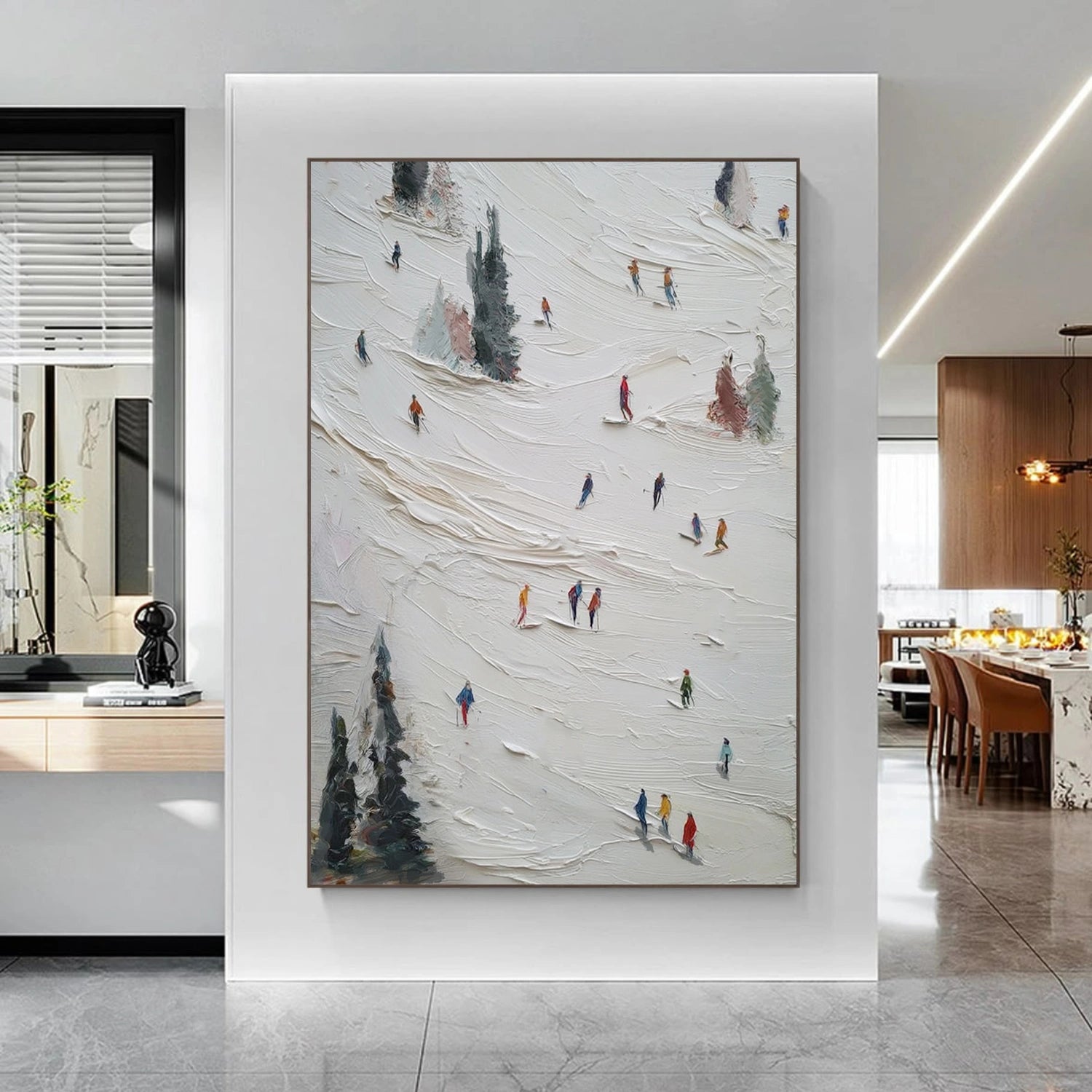Skiing Sport Art Textured Painting Canvas # SA063