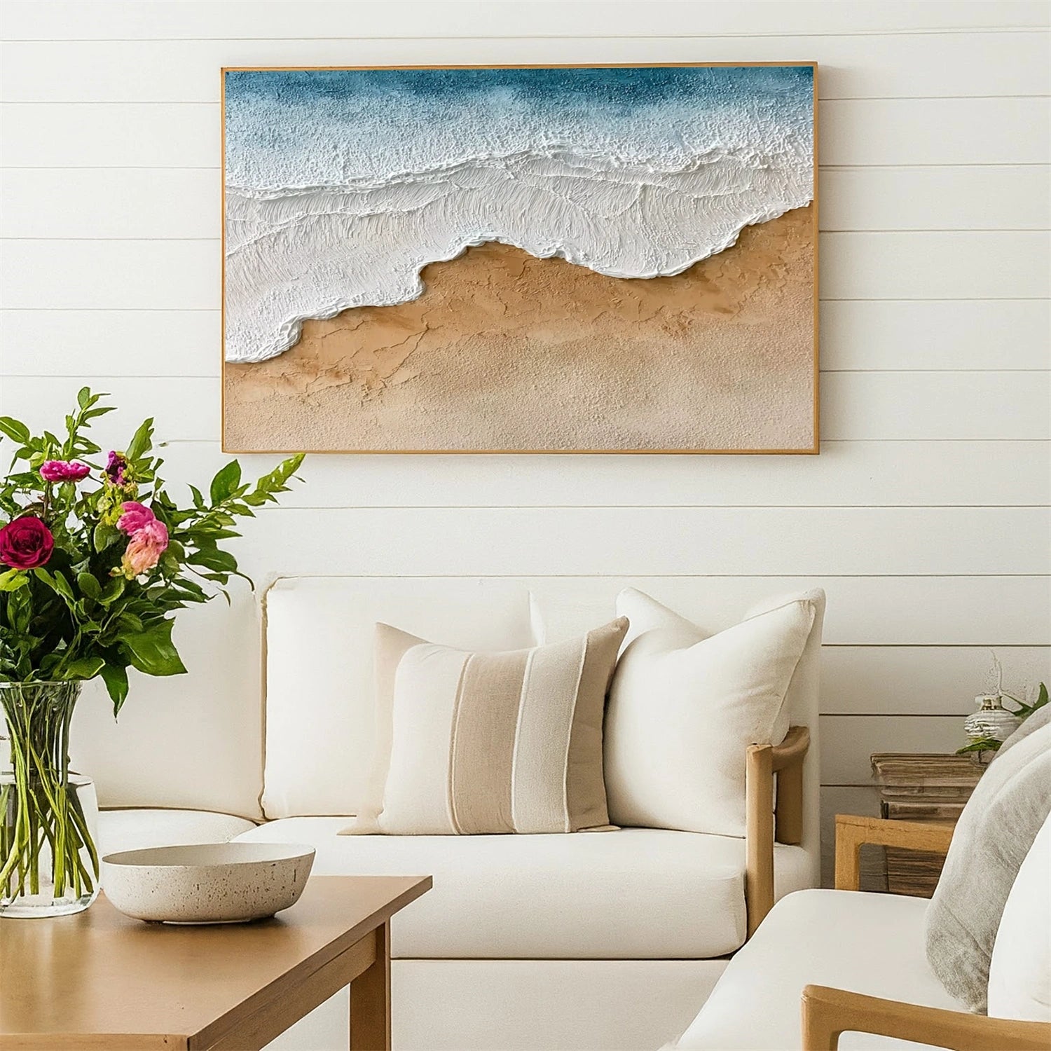 Ocean And Sky Abstract Textured Canvas Art #OS349