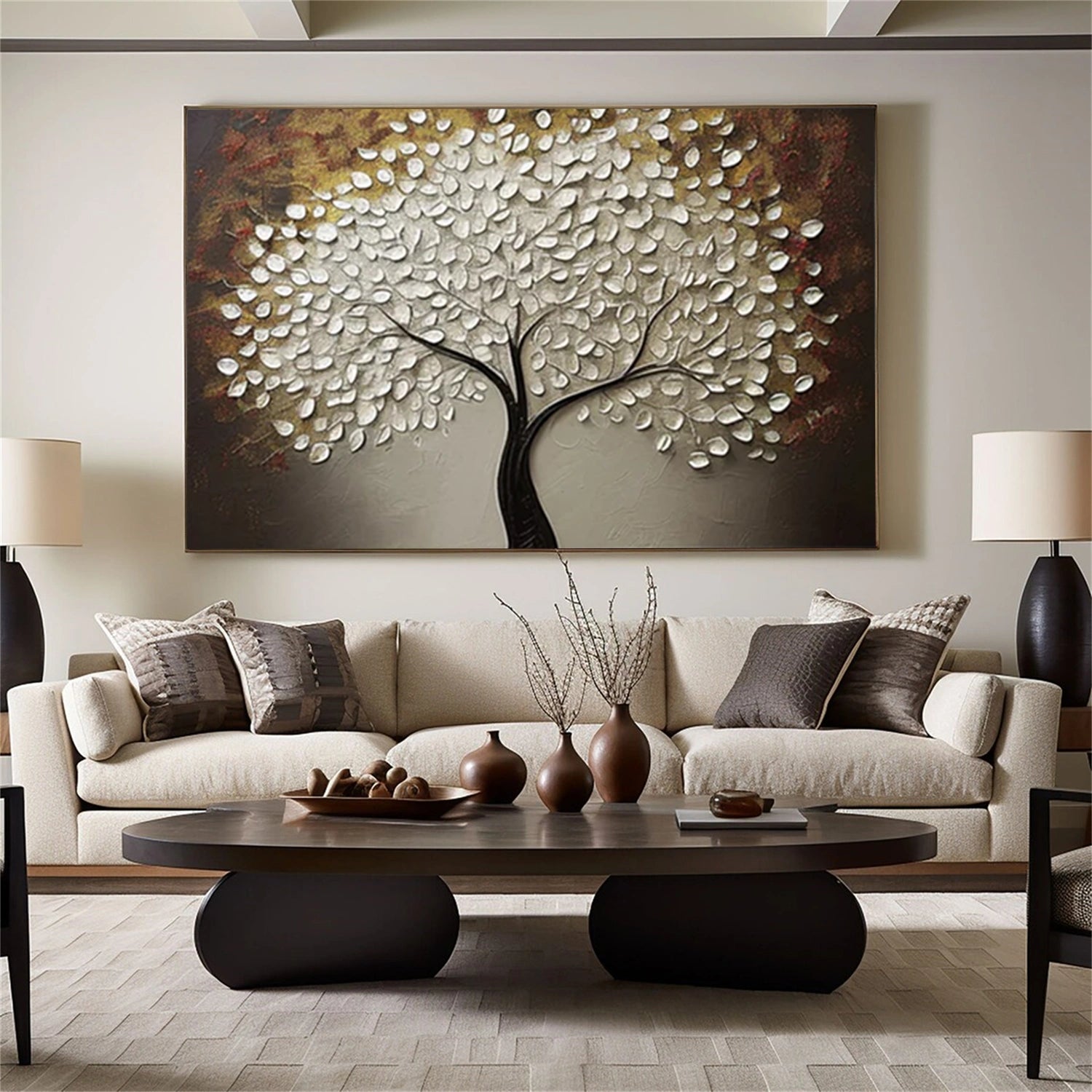 Flower & Tree Abstract Texturte  Canvas Art #FT 244