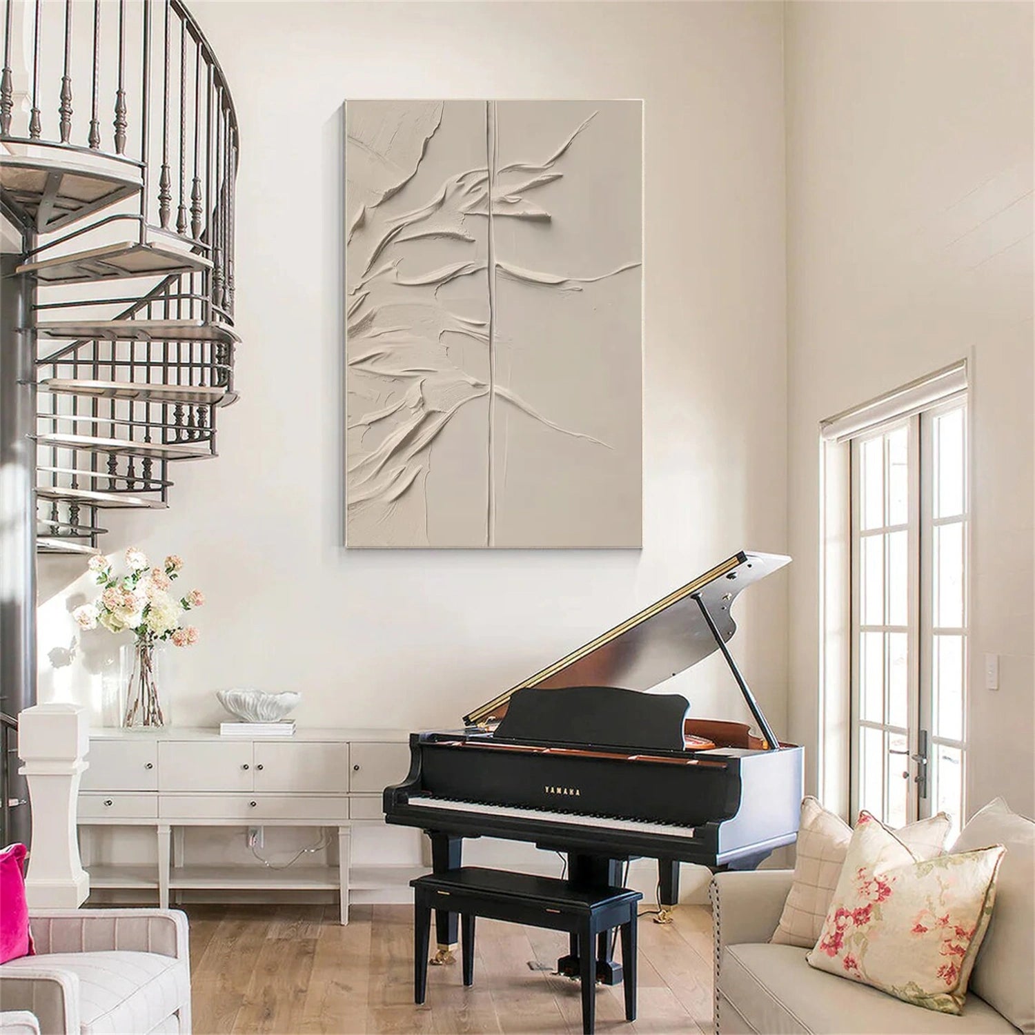 Beige Abstract Textured Wall Art #AB 513