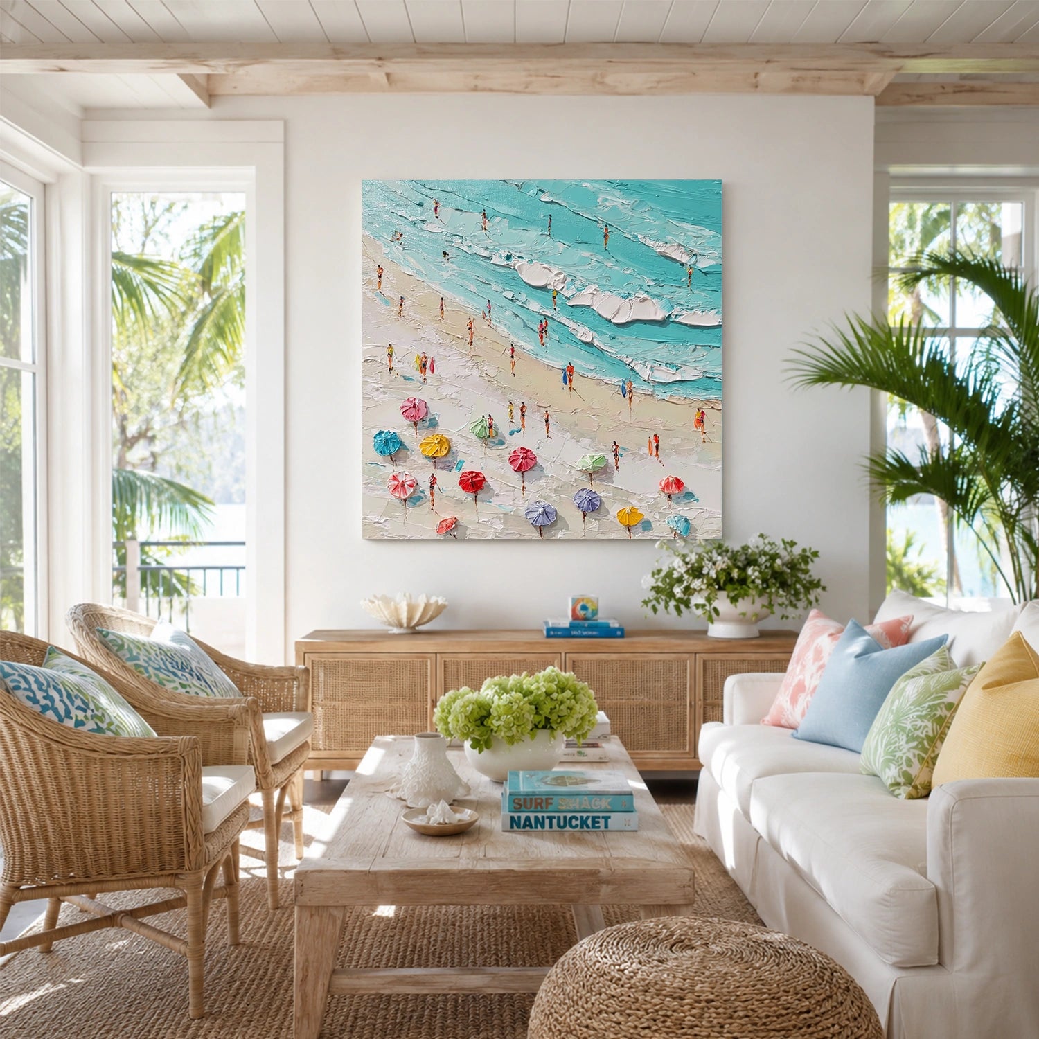 Ocean And Sky Abstract Texture Canvas Art #OS424