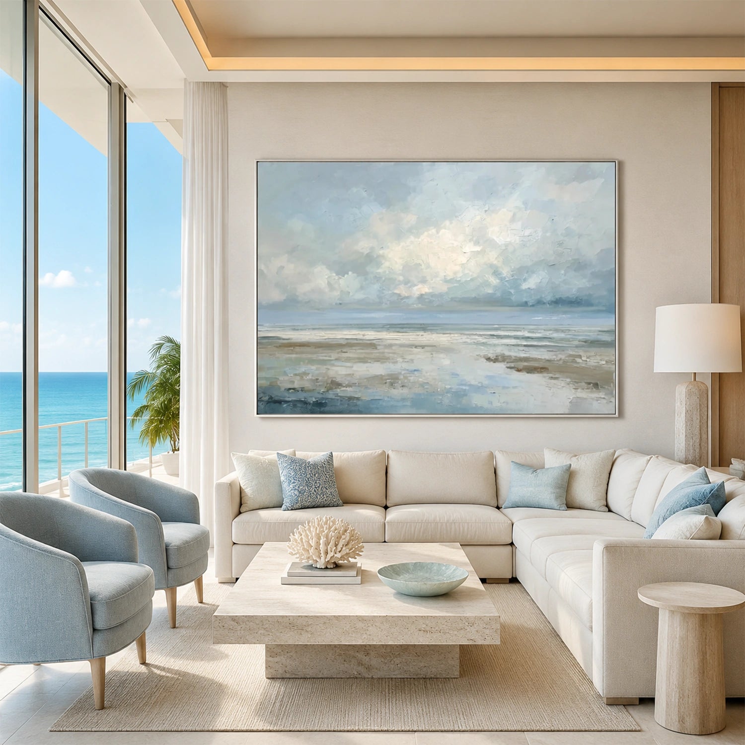 Ocean And Sky Abstract Texture Canvas Art #OS443