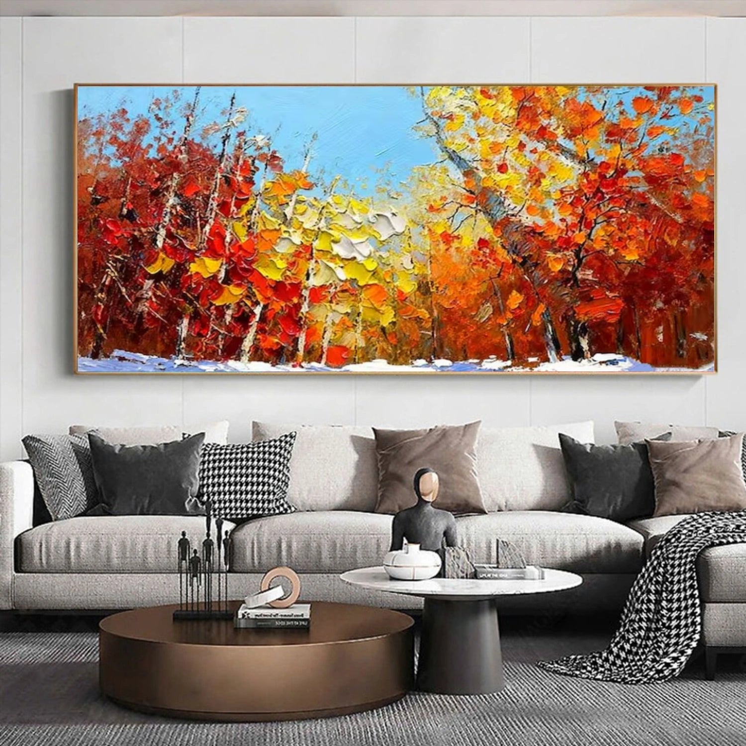 Colorful Flower & Tree Abstract Texture Canvas Art #FT 287