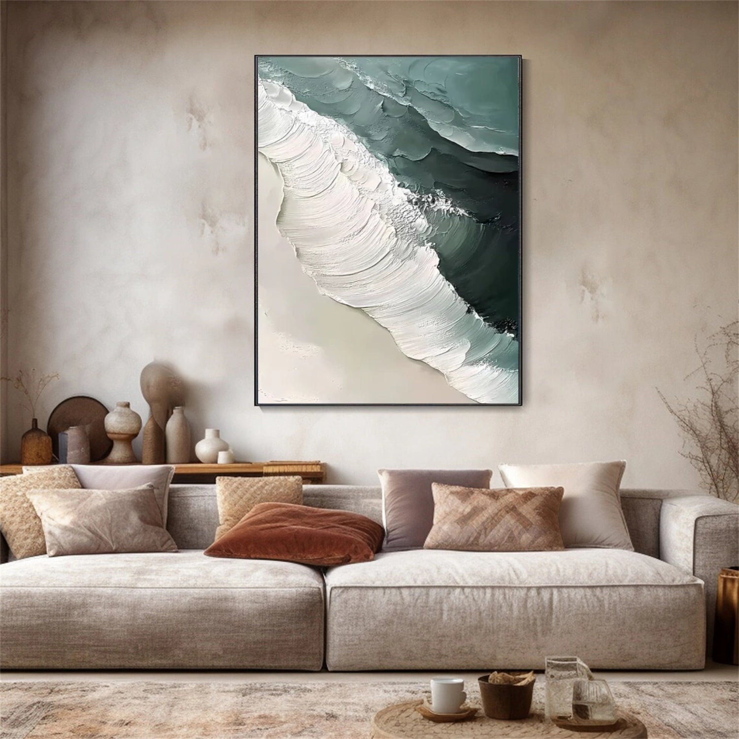 Ocean And Sky Abstract Textured Canvas Art #OS 303