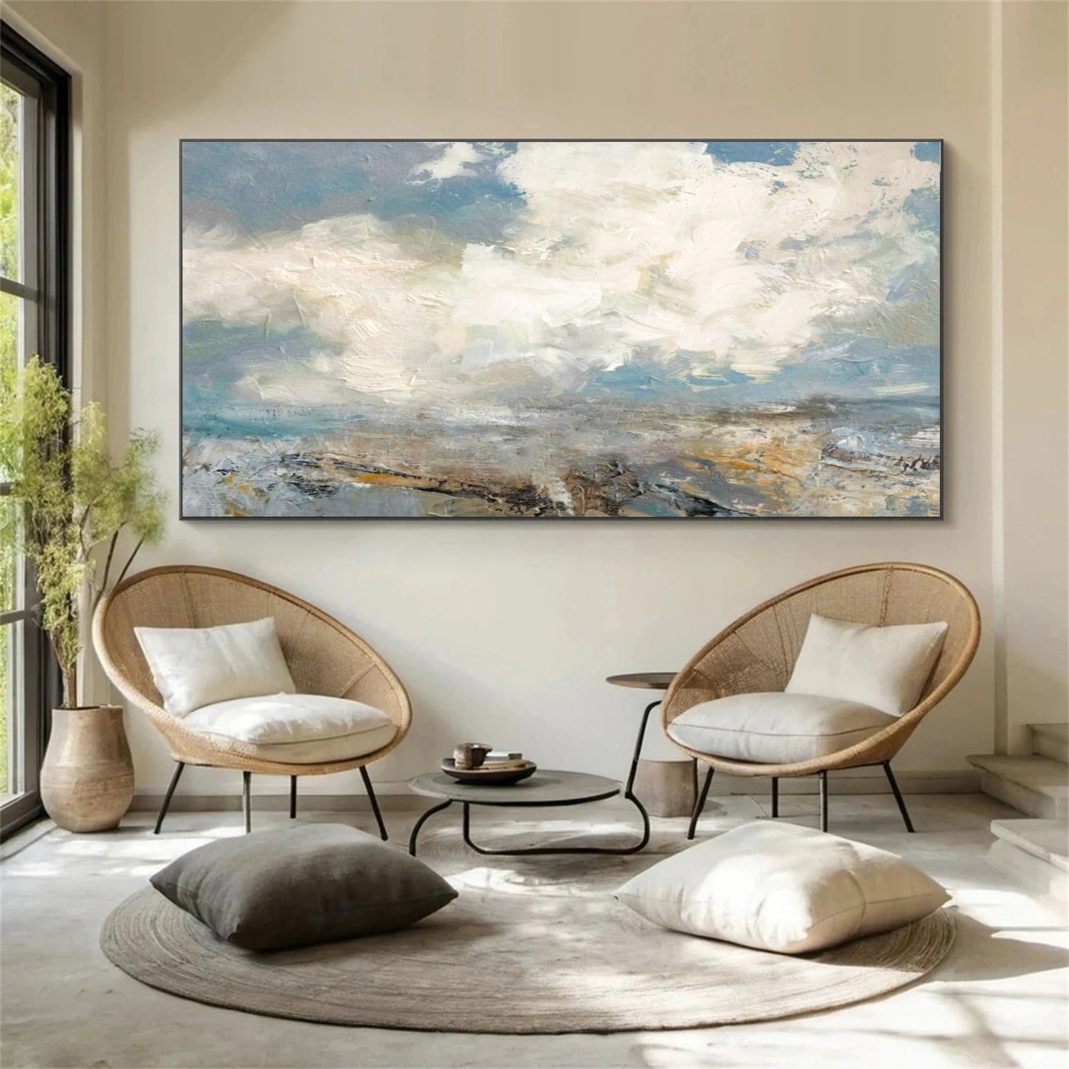 Ocean And Sky Abstract Canvas Art #OS 307
