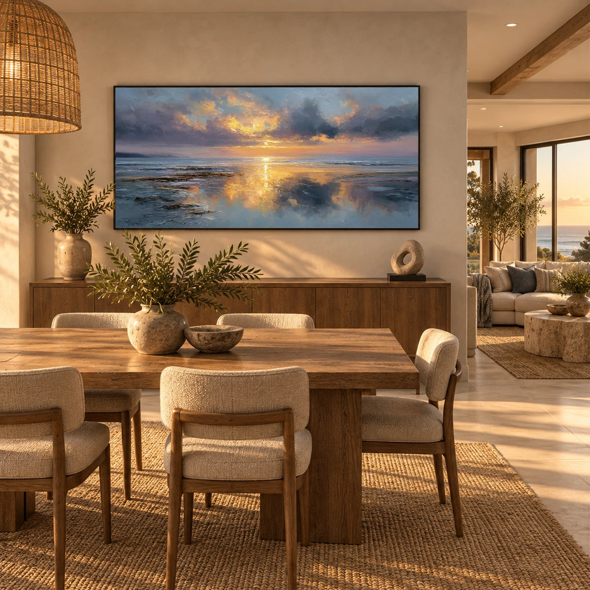 Ocean And Sky Abstract Canvas Art #OS476