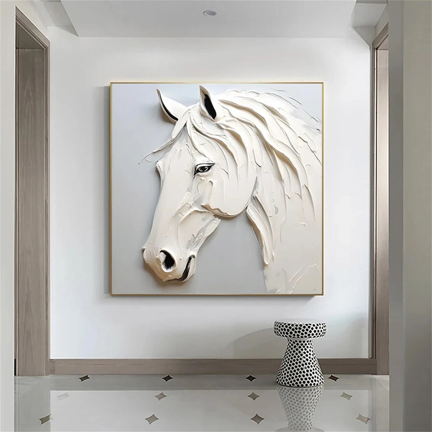 Abstract Animal Horse Textured Canvas Art #AP173