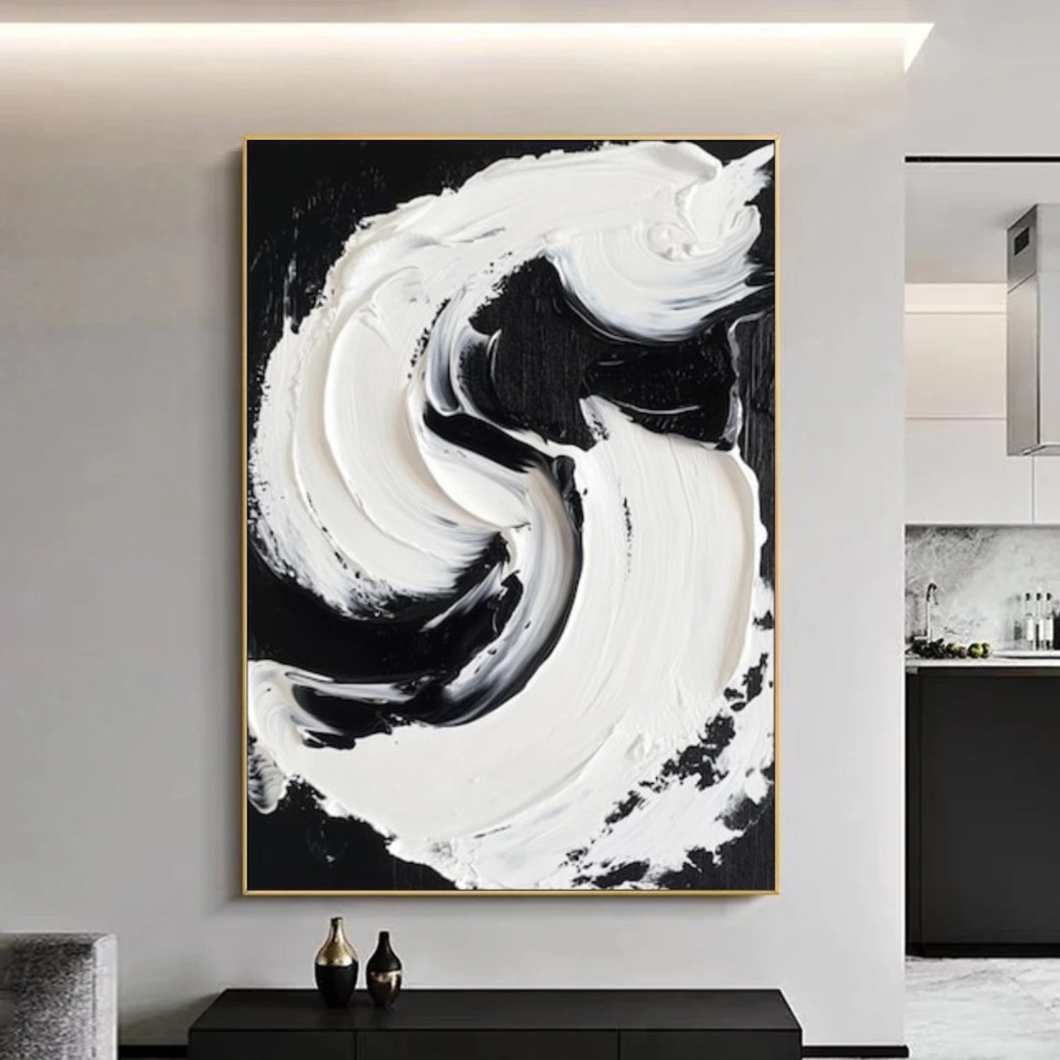 Black & White Minimalist Textured Canvas  #MM386