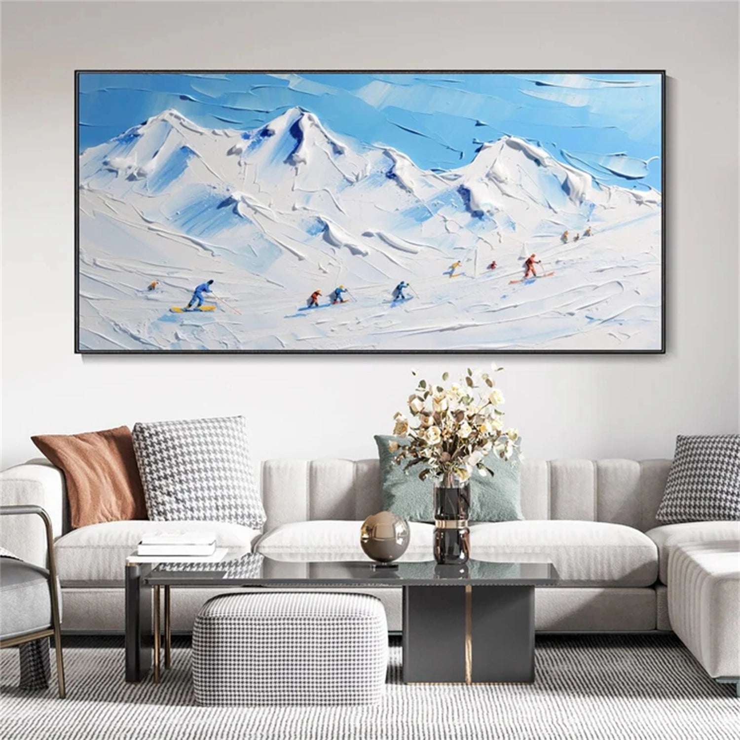 Skiing Sport Art Textured Painting Canvas # SP041