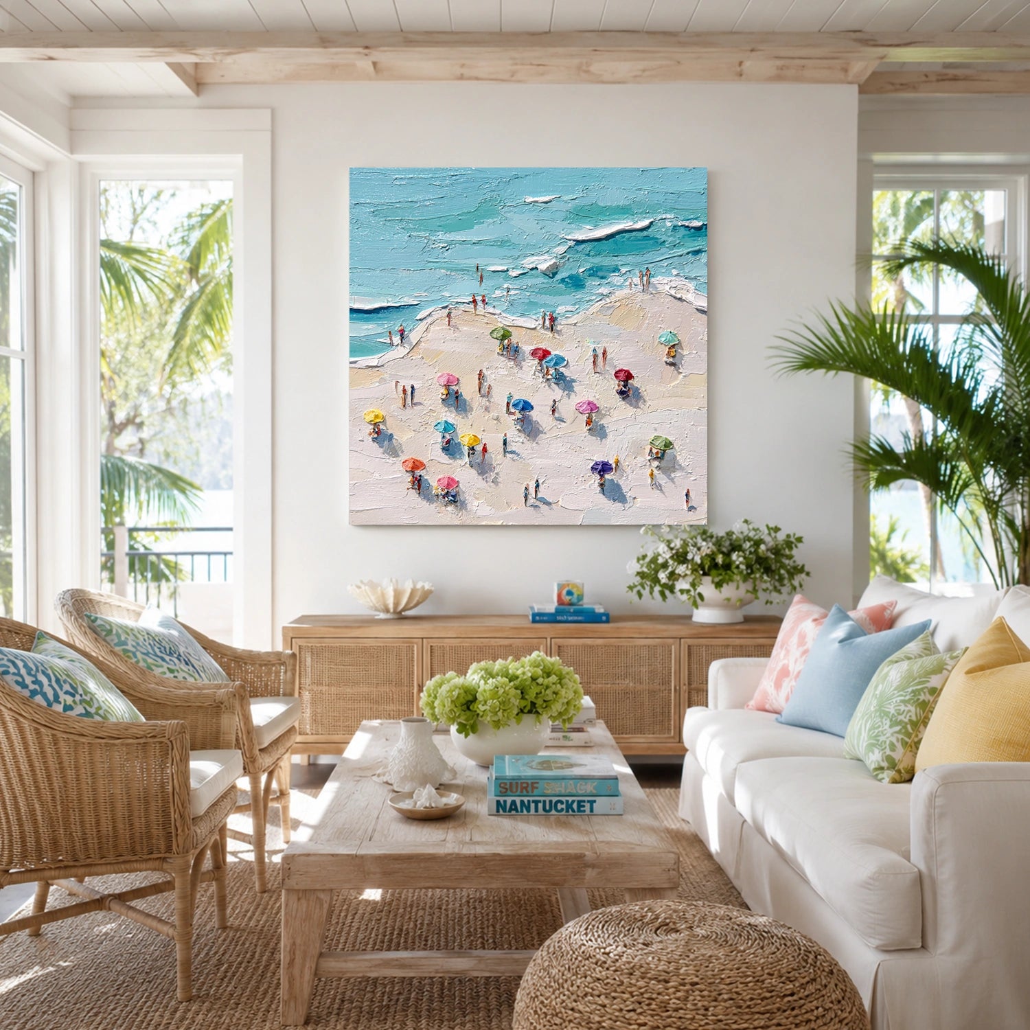 Ocean And Sky Abstract Texture Canvas Art #OS422