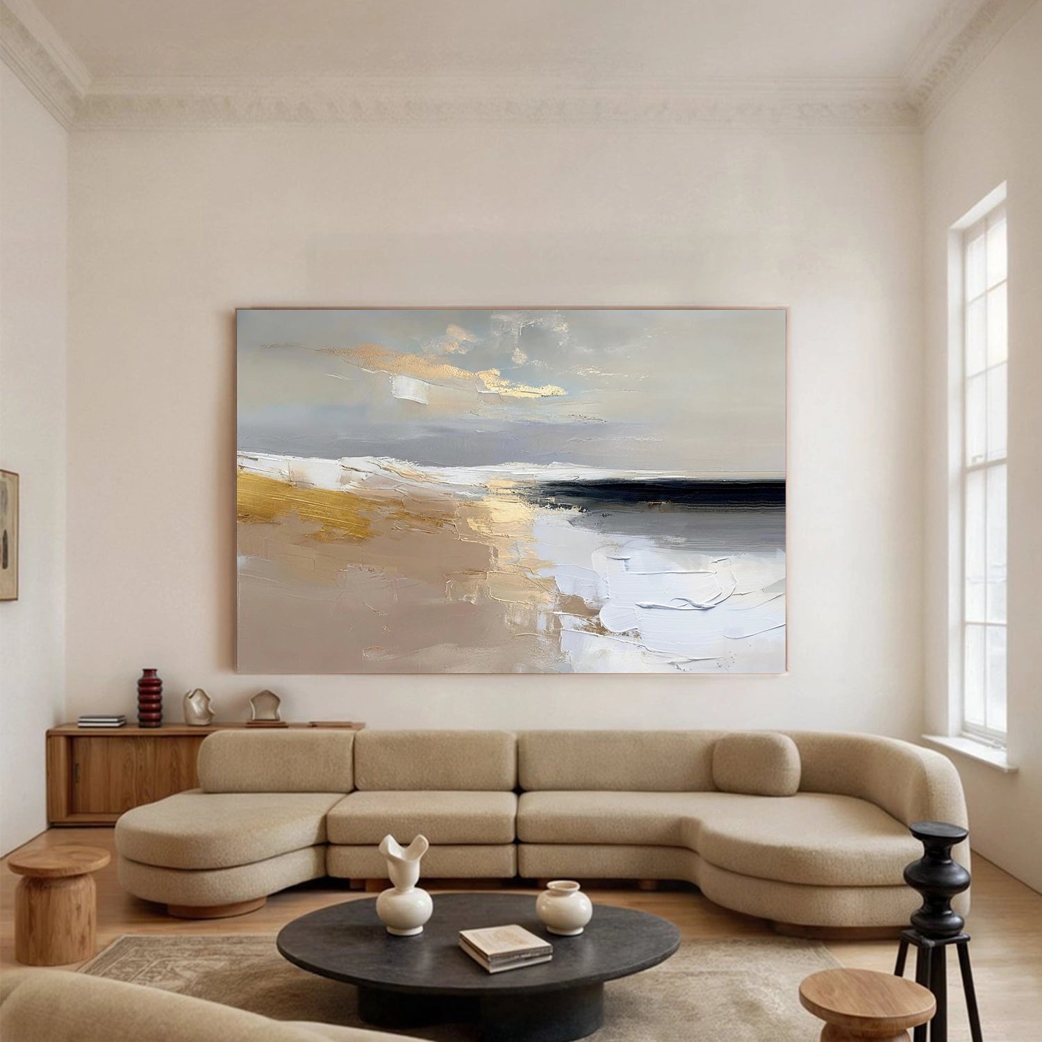 Ocean And Sky Abstract Textured Canvas Art #OS356