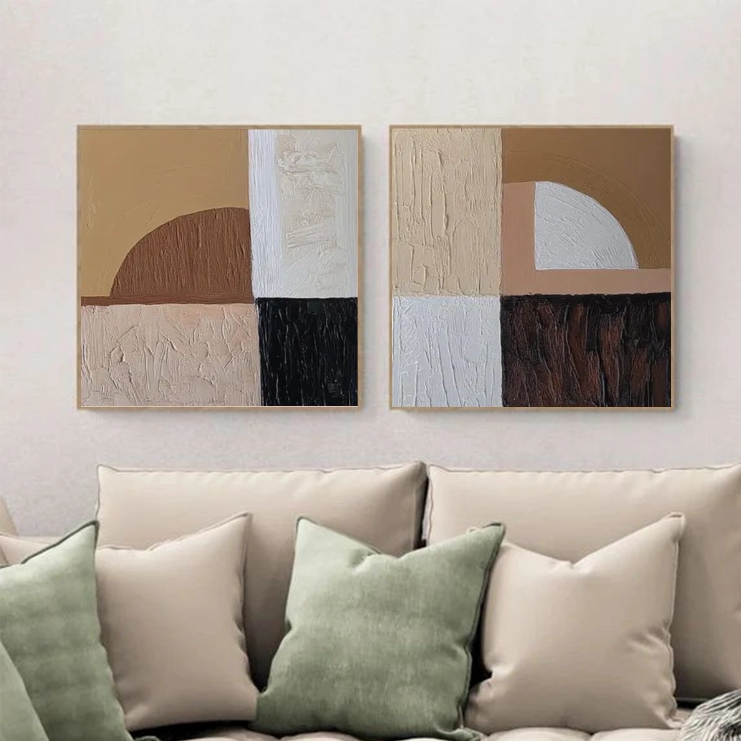 Abstract Textured Square Set of 2 Wall Art #AB 563