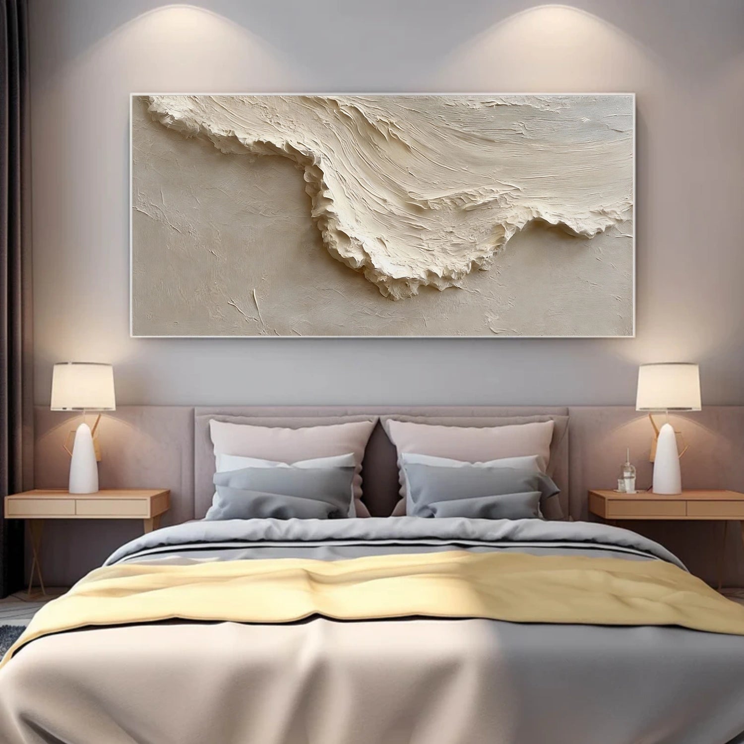 Beige Ocean And Sky Abstract Texture Canvas Art #OS371