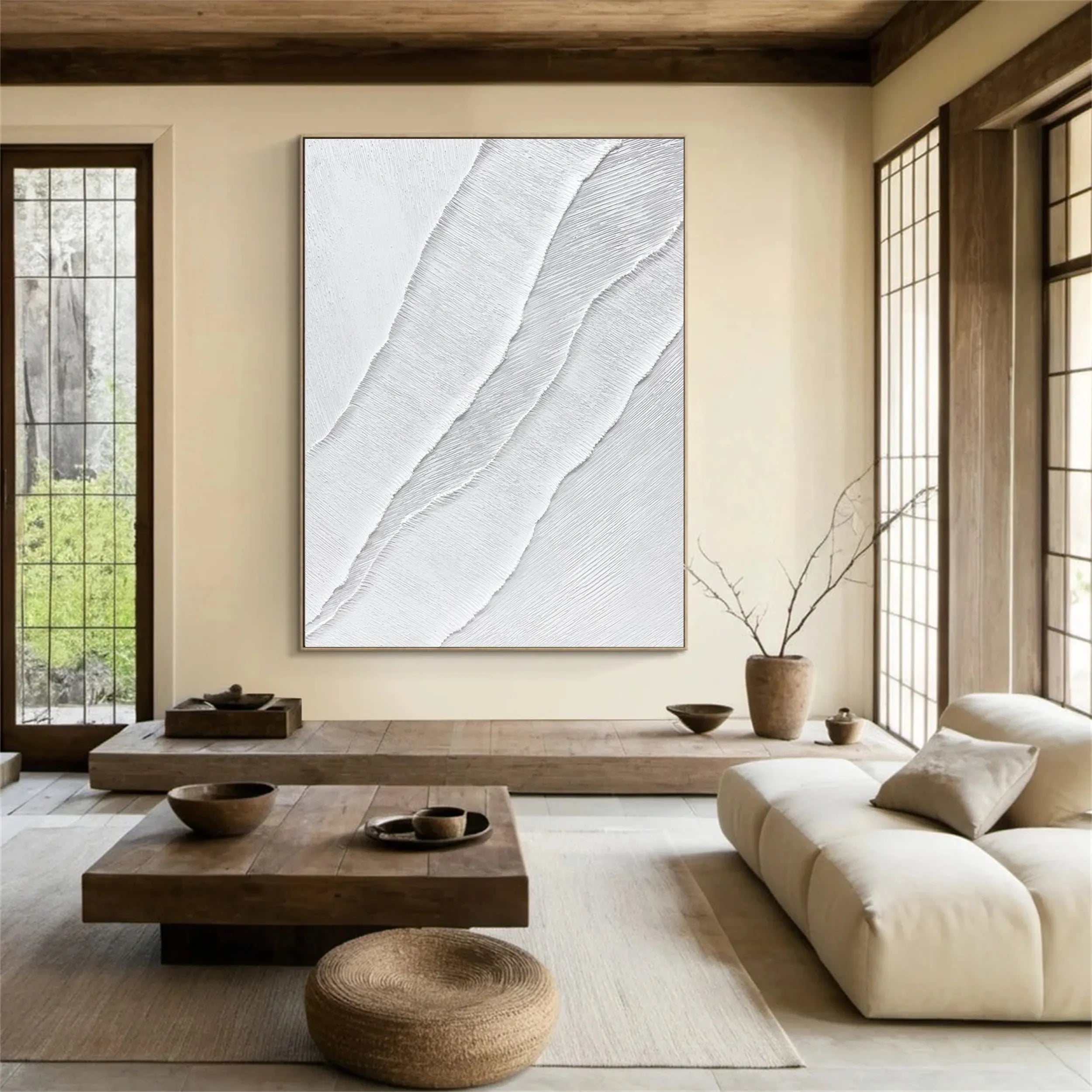 White Minimalist Textured Painting Canvas #MM184