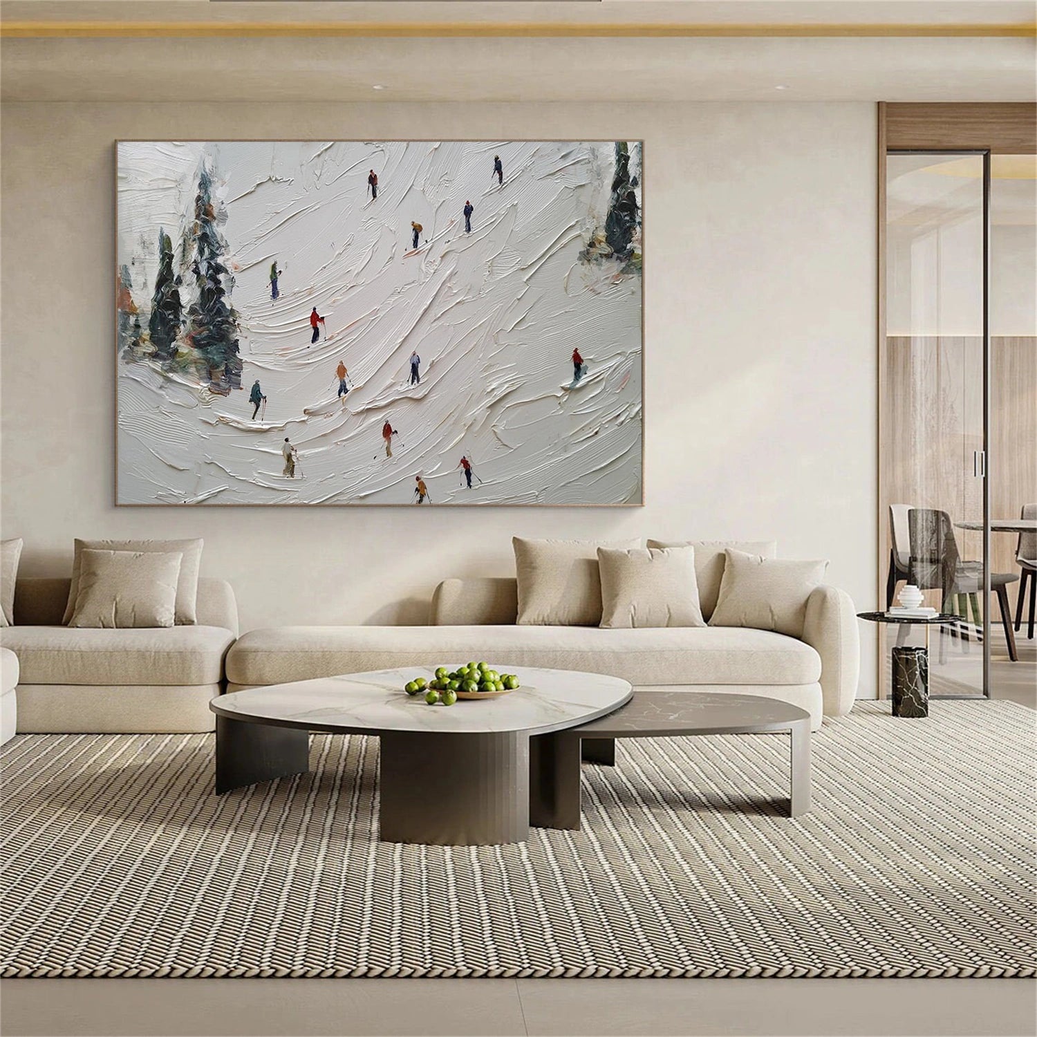 Skiing Sport Art Textured Painting Canvas  # SA066