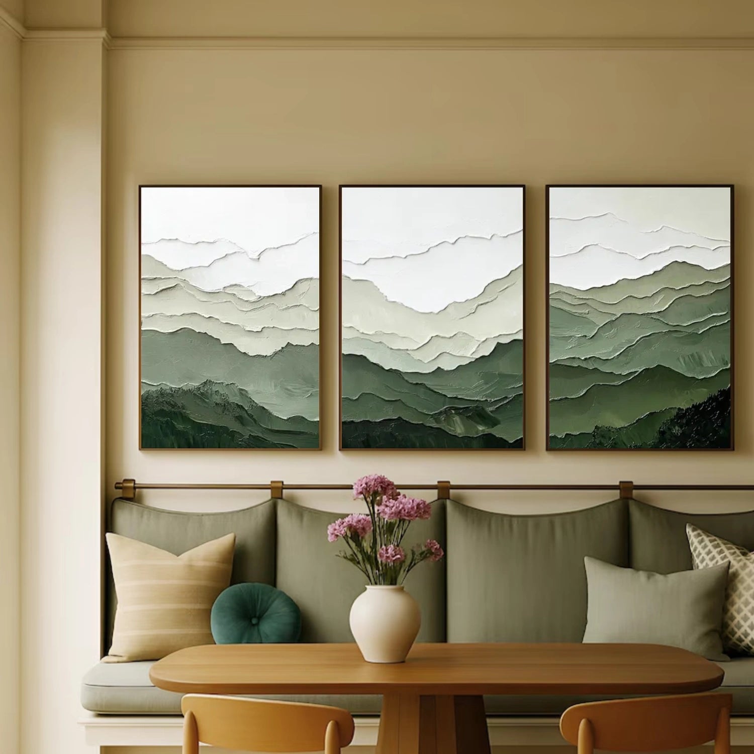 A blue-green textured abstract with teal and petrol tones in raised strokes