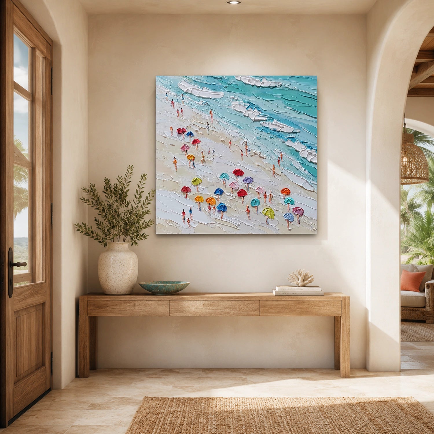 Ocean And Sky Abstract Texture Canvas Art #OS423