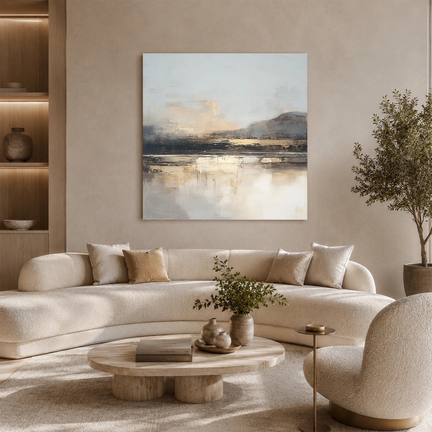 Ocean And Sky Abstract Canvas Art #OS435