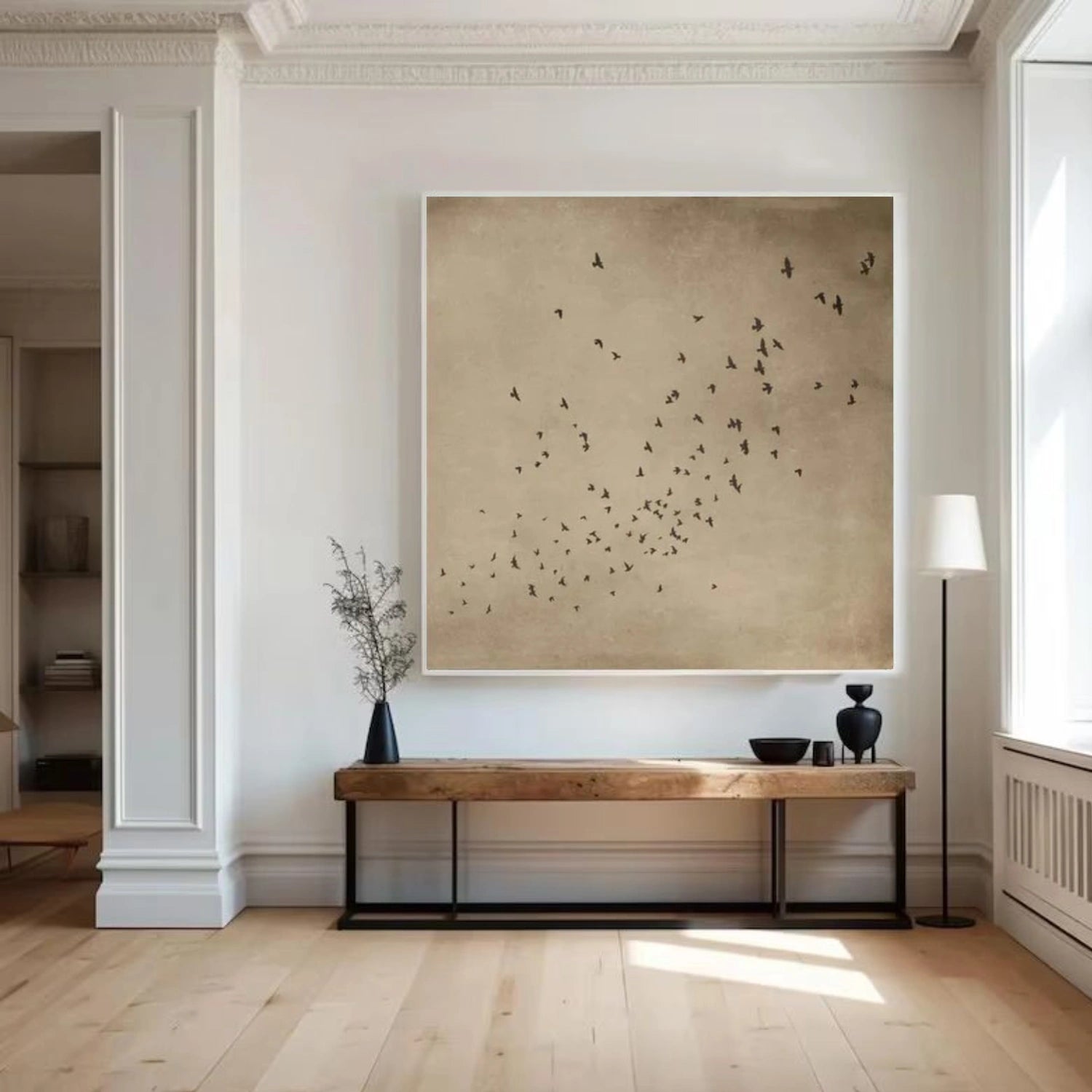 Beige & Brown Abstract Animal Canvas Art #AP216