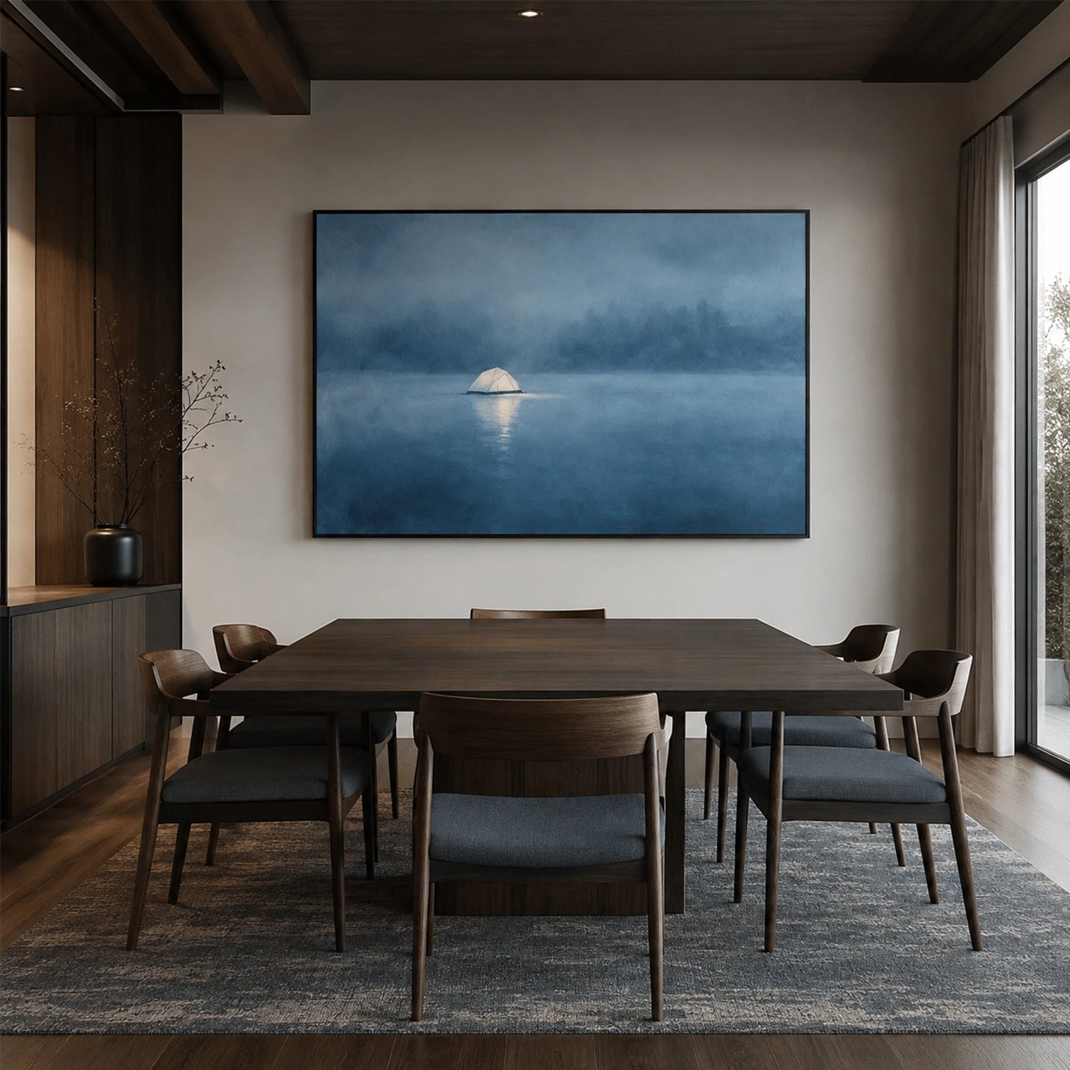 Ocean And Sky Abstract Canvas Art #OS458