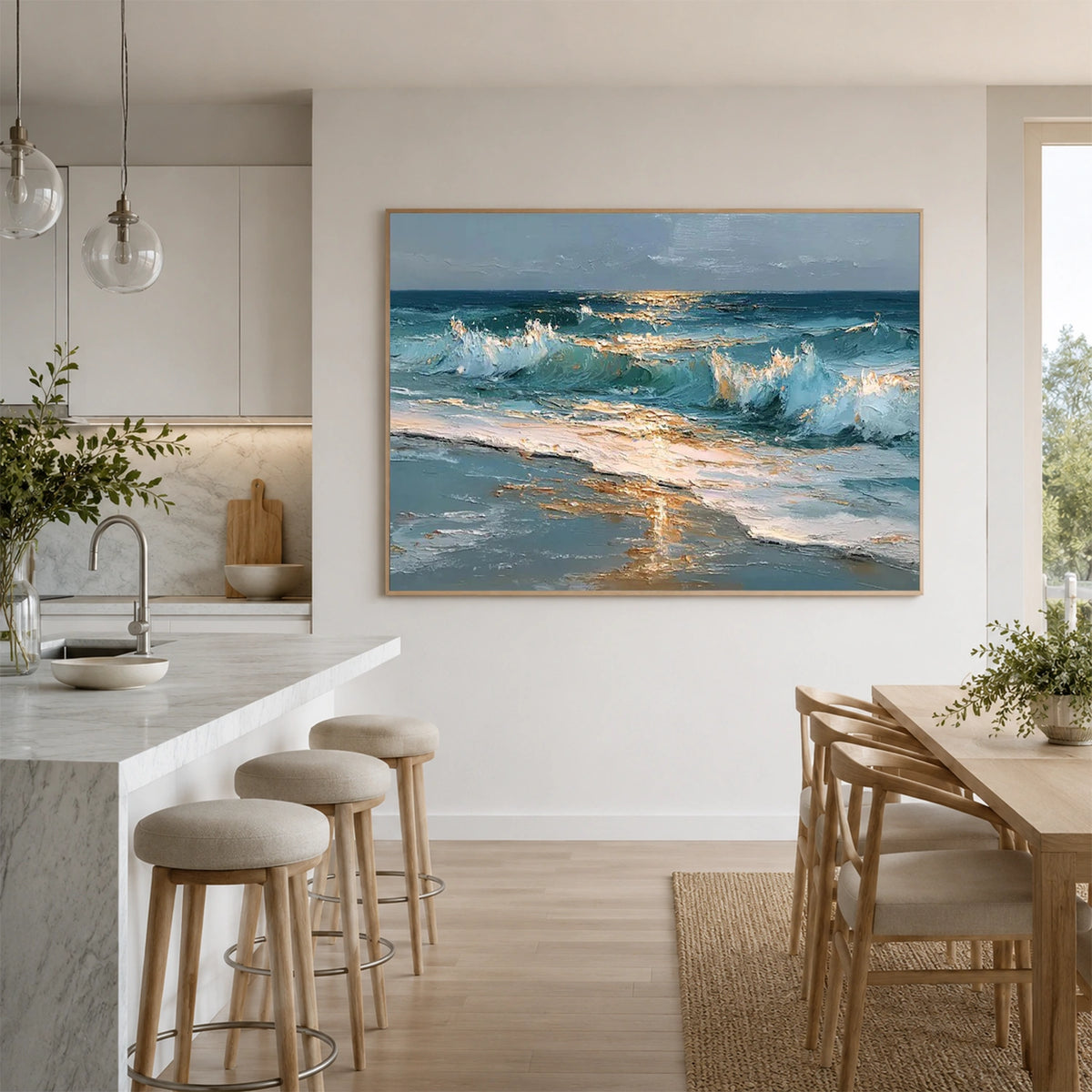 Ocean And Sky Abstract Texture Canvas Art #OS485