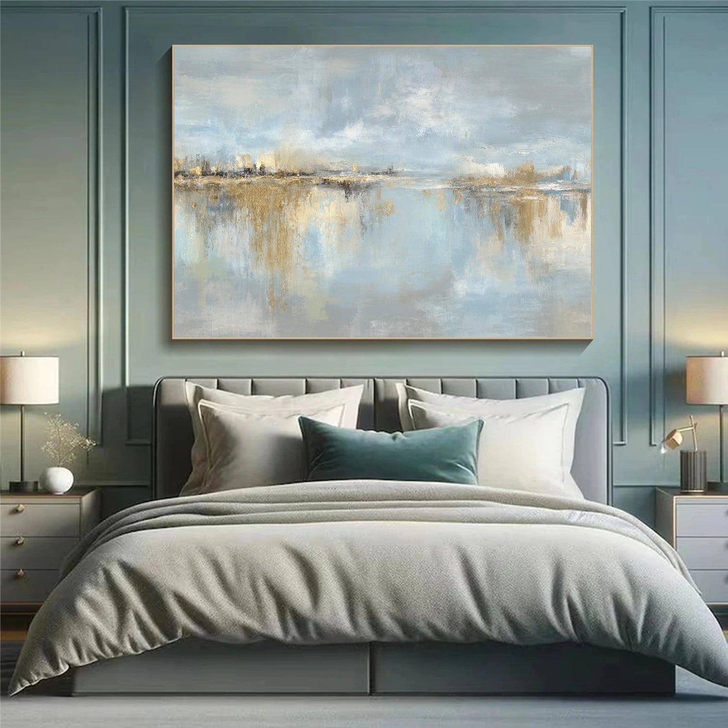 Blue & Green Abstract Wall Art #BG136