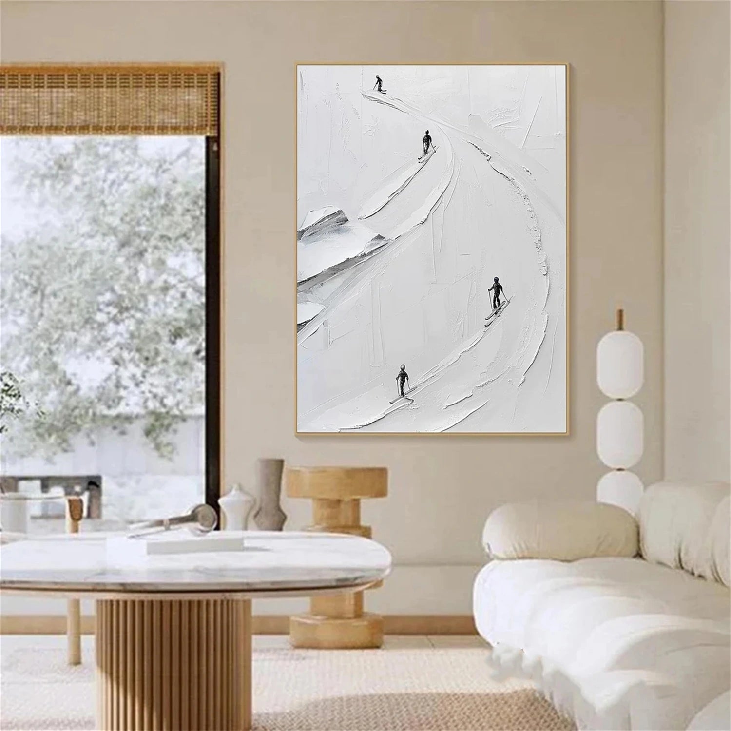 Skiing Sport Art Textured Painting Canvas #SP036