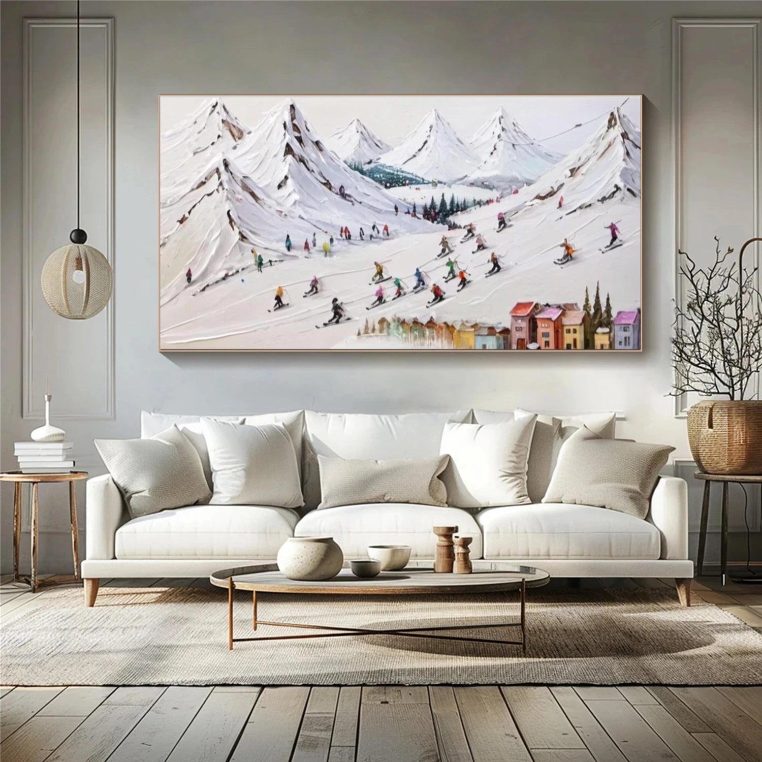 Skiing Sport Art Textured Painting Canvas # SA040