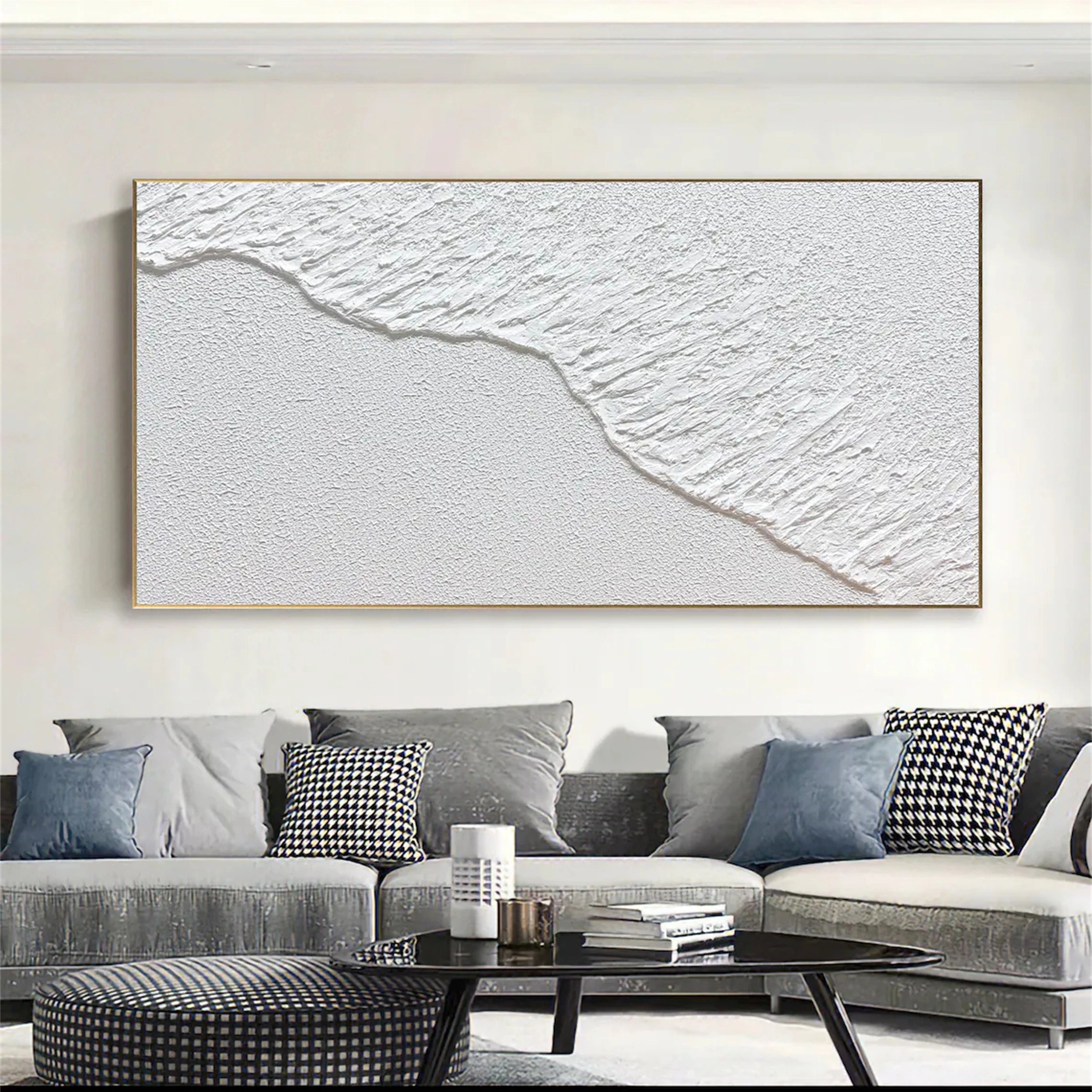 White Minimalist Textured Painting Canvas #MM122