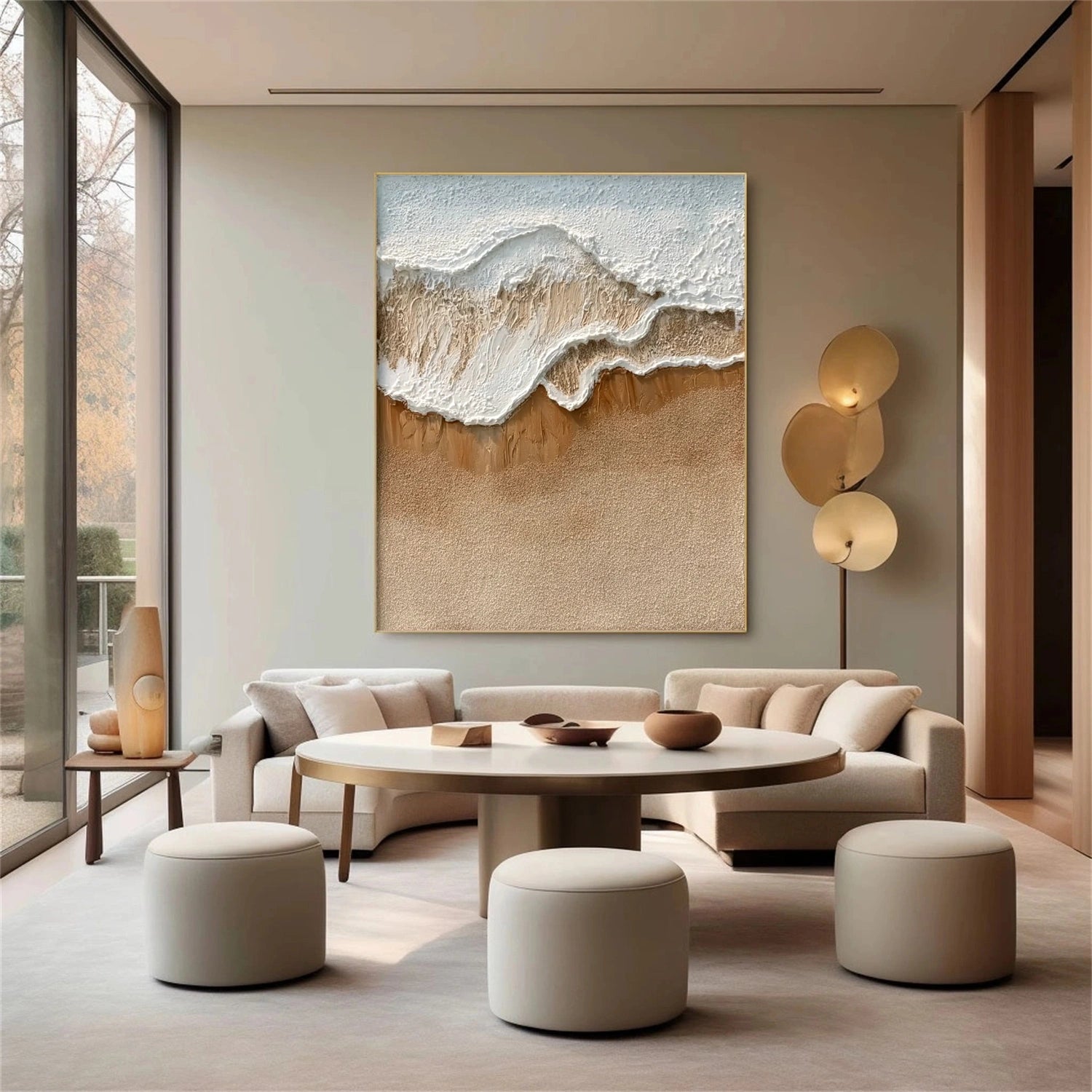 Ocean And Sky Abstract Textured Canvas Art #OS351