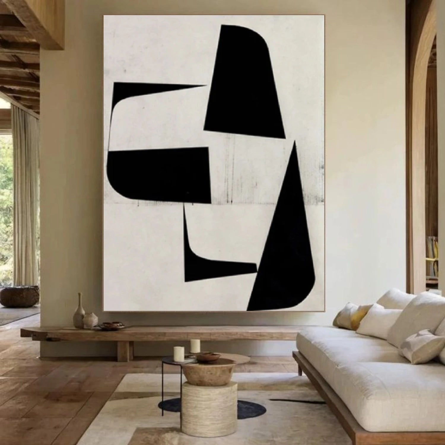 White and Black Minimalistic Canvas Art #MZ152