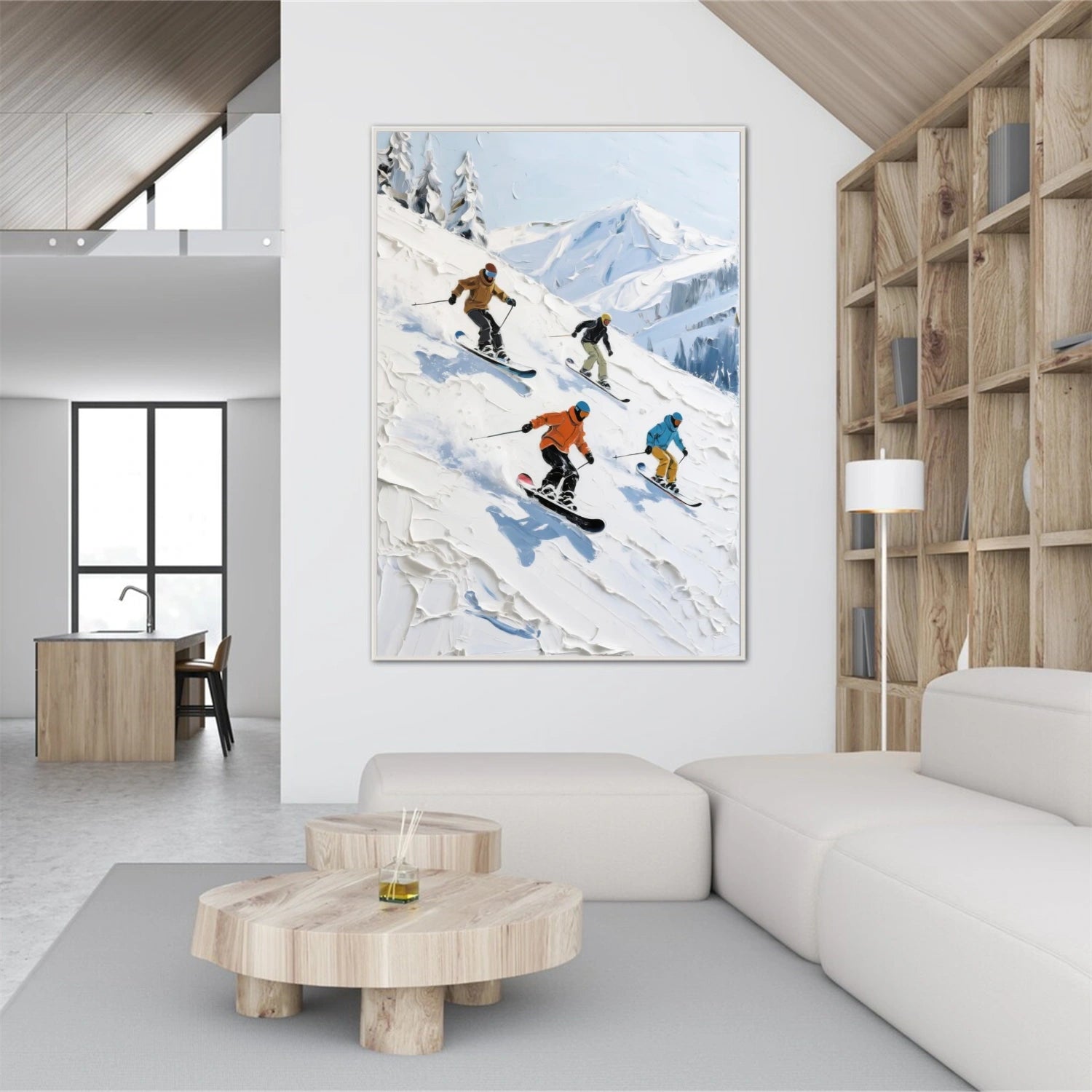 Skiing Sport Art Textured Painting Canvas # SA043