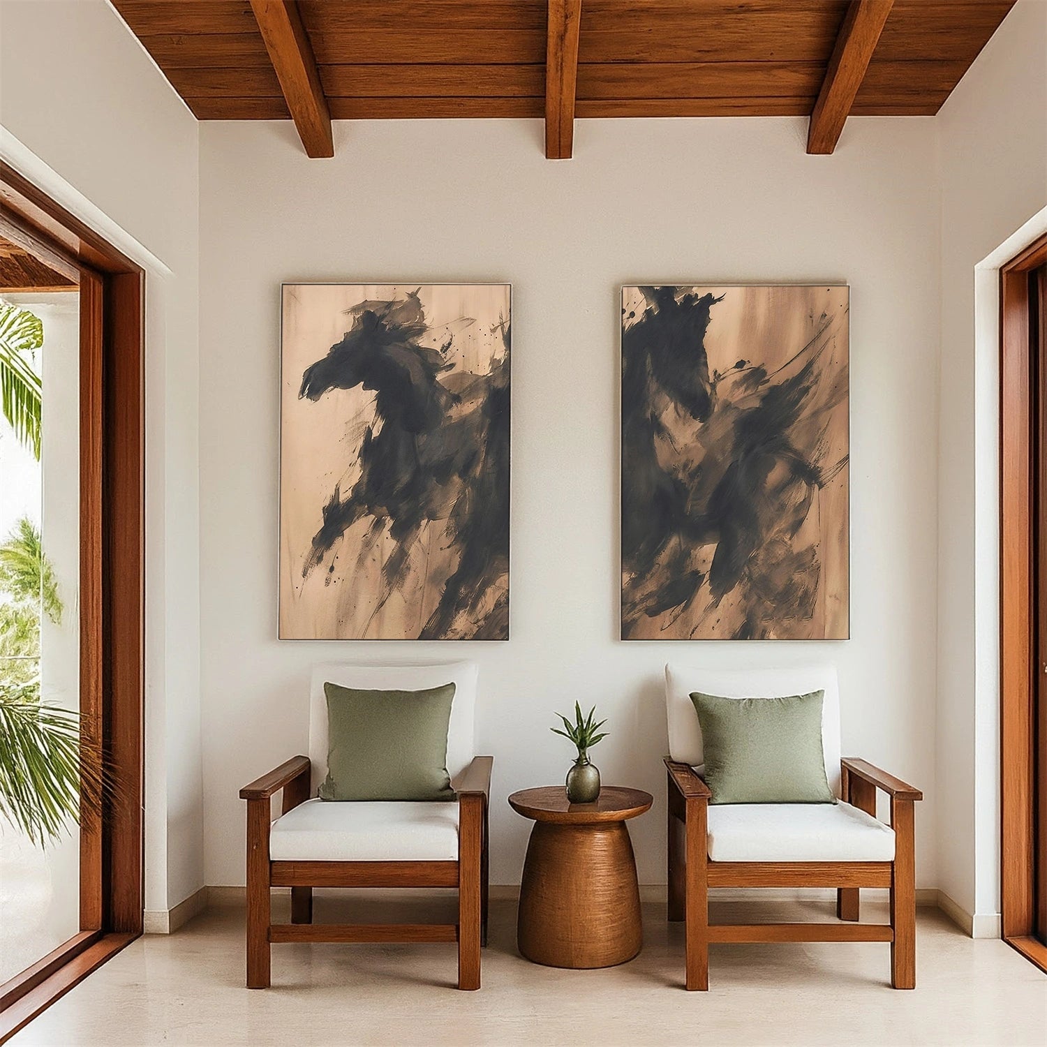 Abstract Animal Horse Canvas Art Set of 2 #AP208