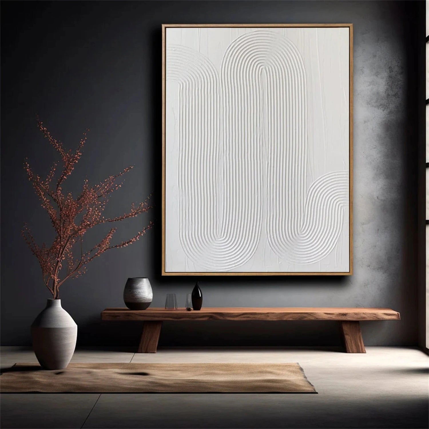 White Minimalist Textured Painting Canvas #MM207