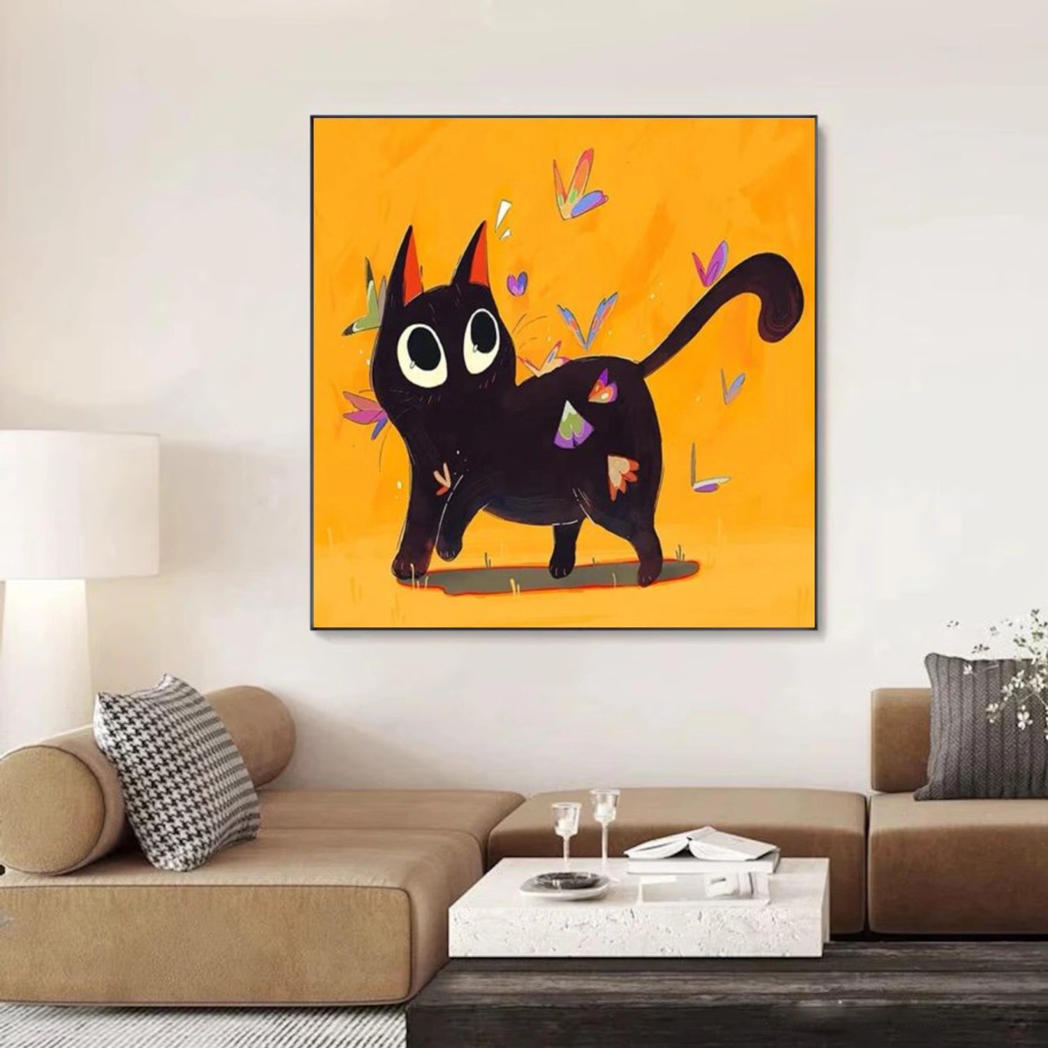 Abstract Cat Animal Canvas Art #AP180