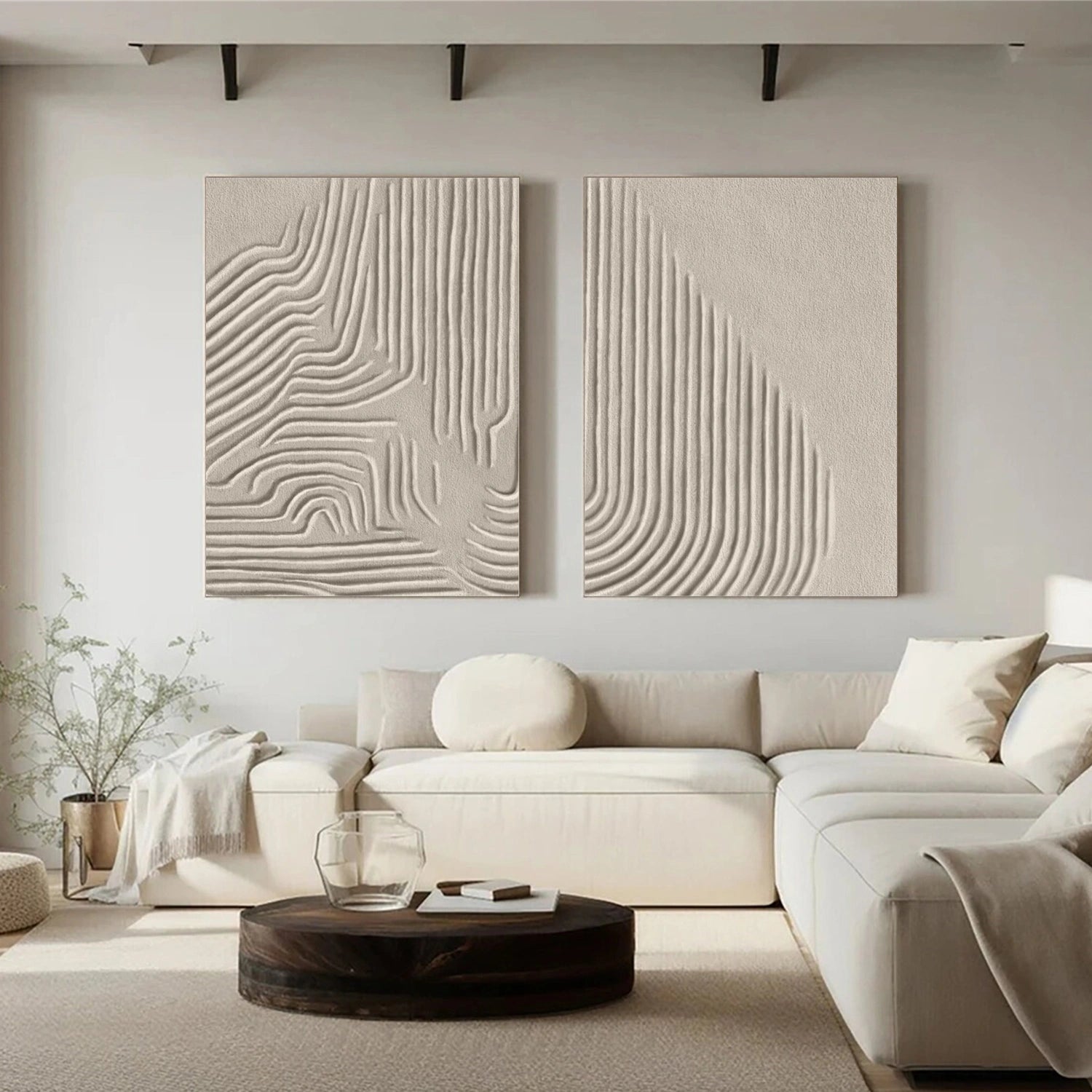 Beige & Brown Abstract Set of 2 #BB147