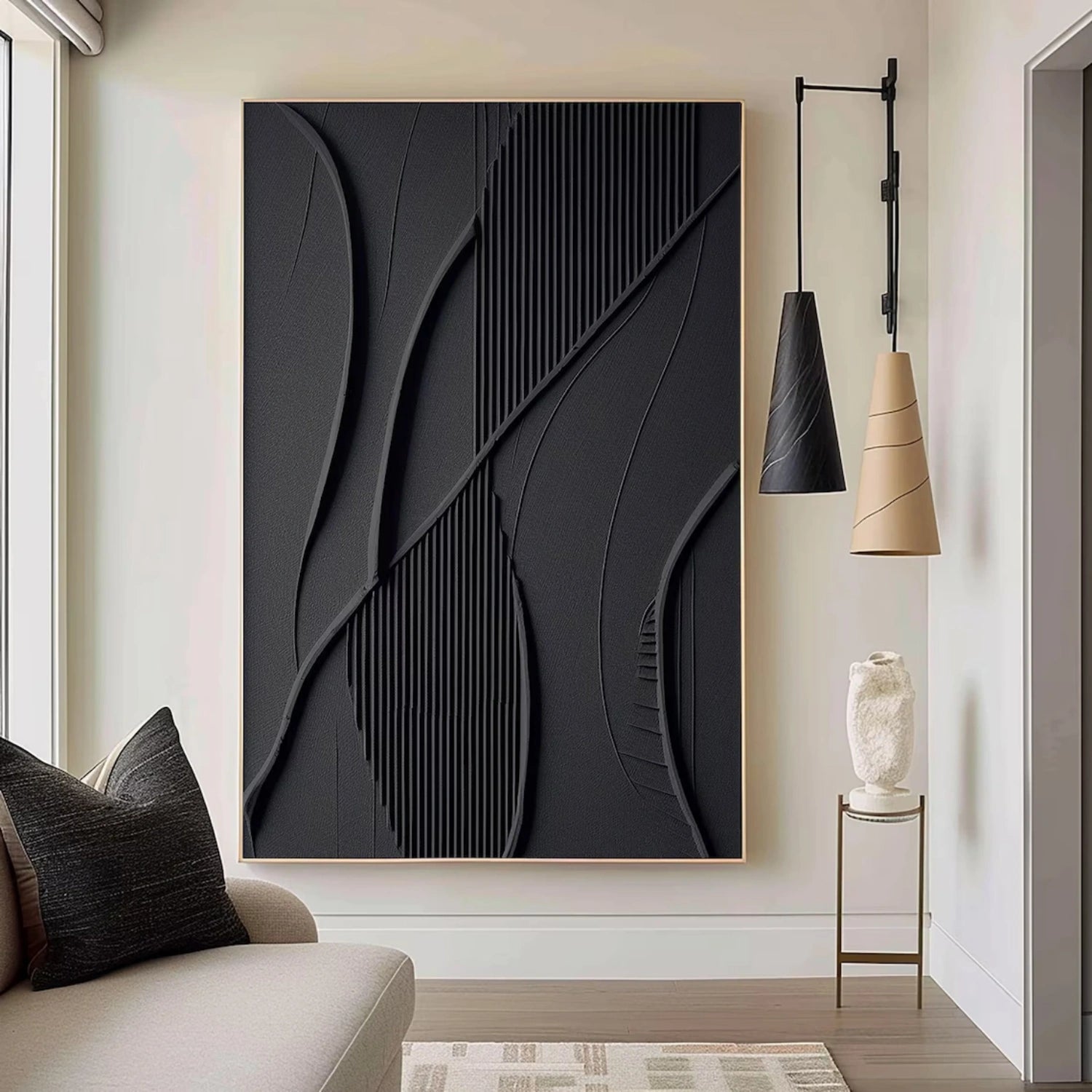 Black Minimalist Textured Painting #MZ138