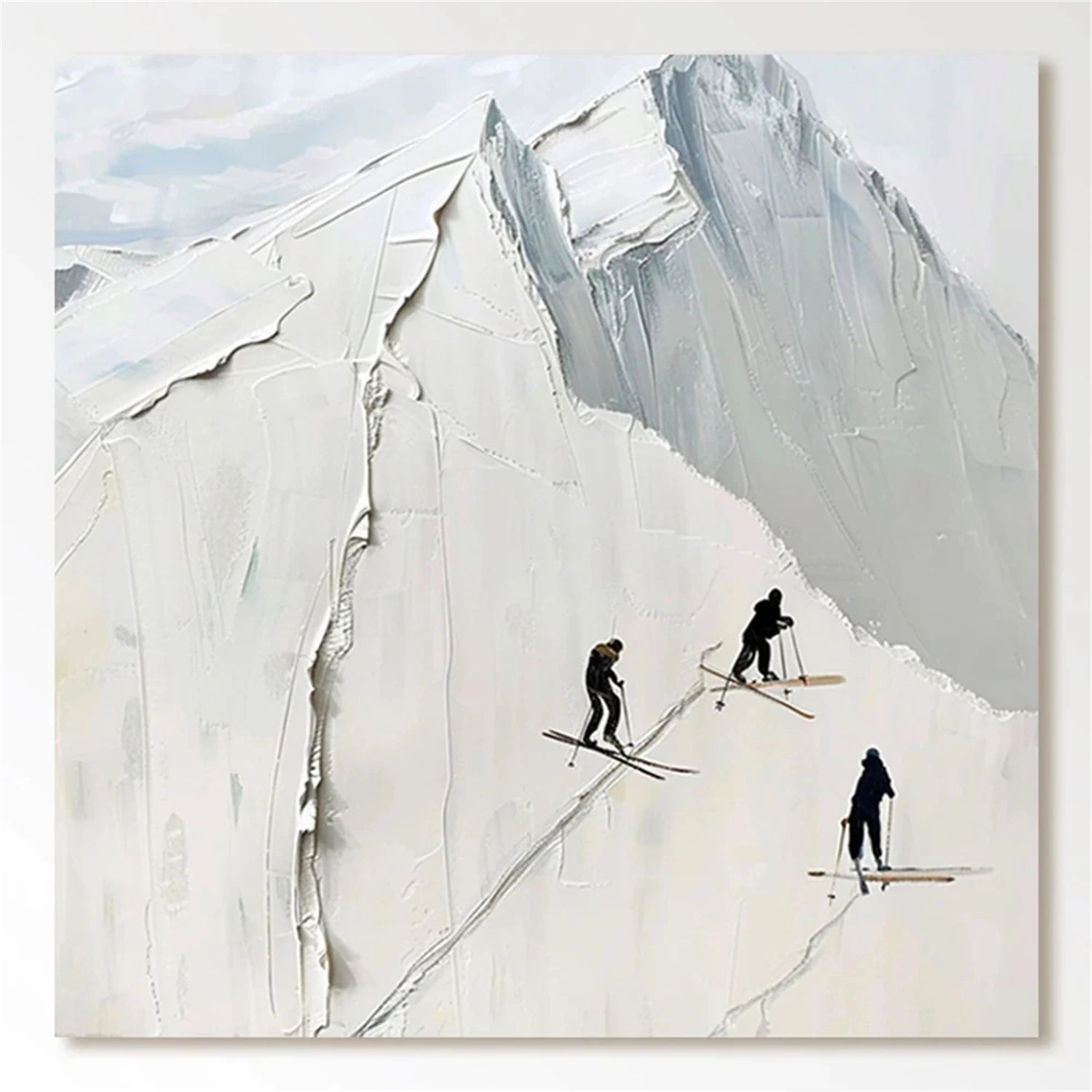 Skiing Sport Art Textured Painting Canvas #SP 049