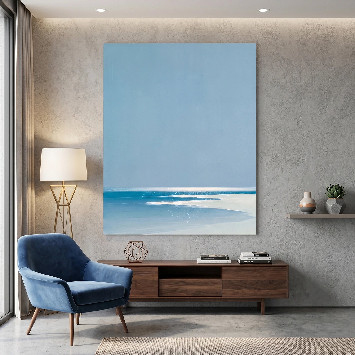 Ocean And Sky Abstract Canvas Art #OS413