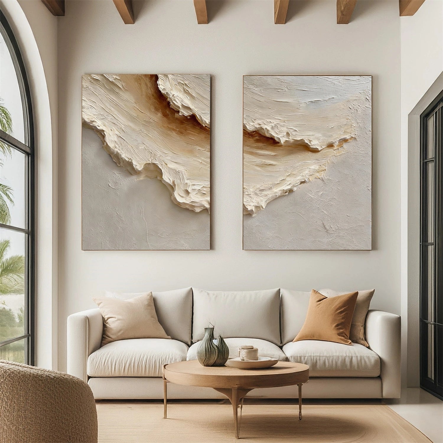 Ocean And Sky Abstract Texture Canvas Art Set of 2  #OS367