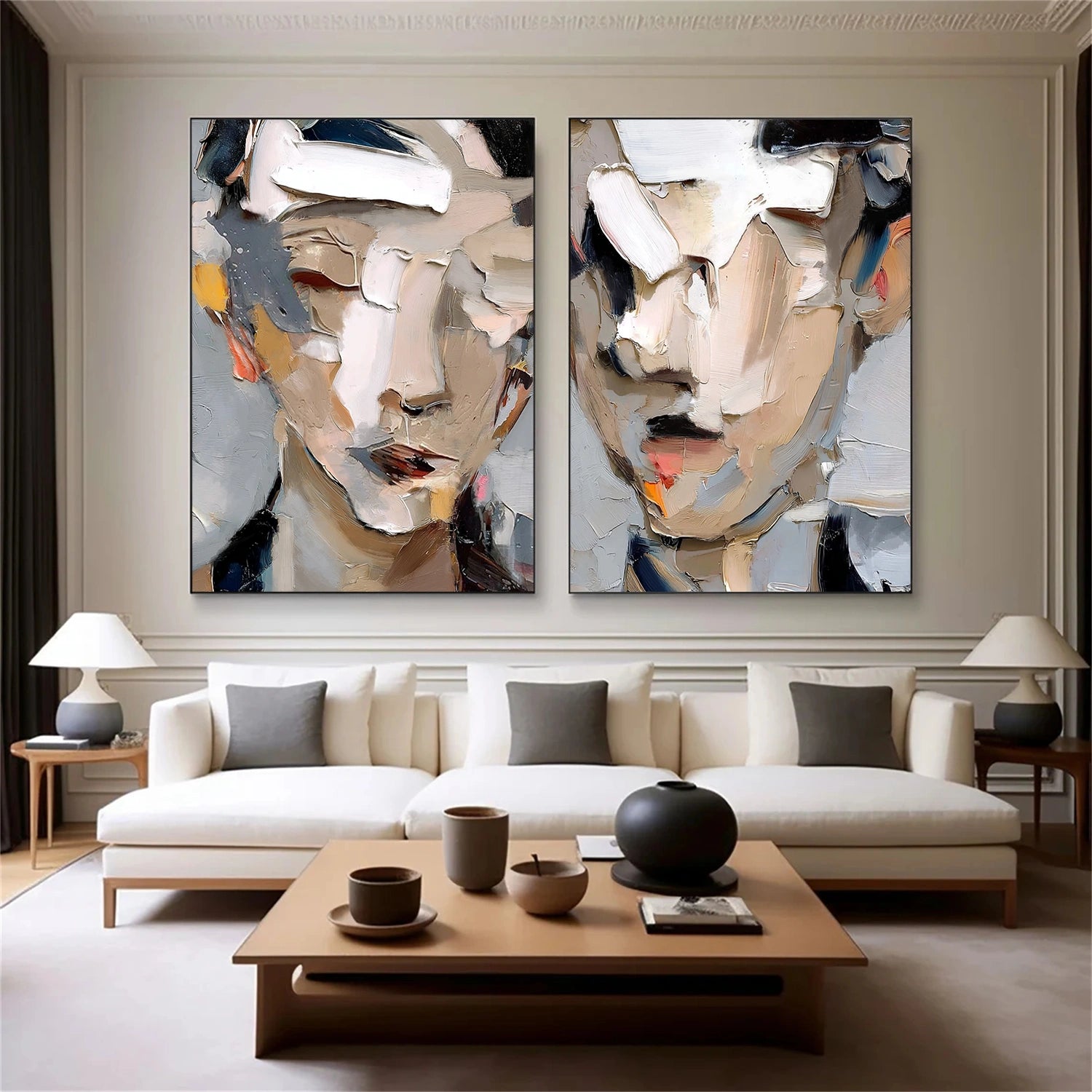 Abstract Portrait Texture Wall Art Set Of 2 #PT 073