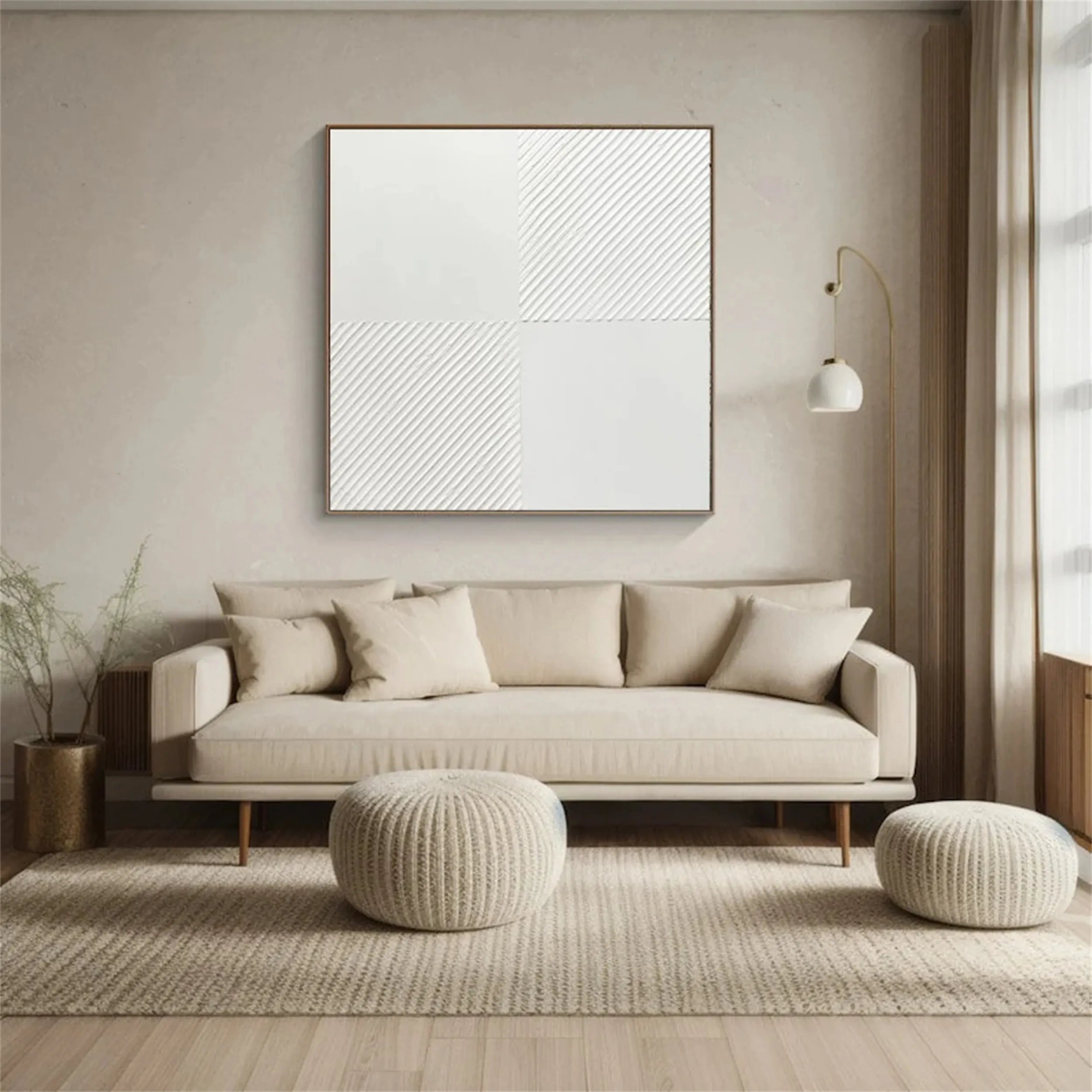 White Minimalist Textured Painting Canvas #MM202