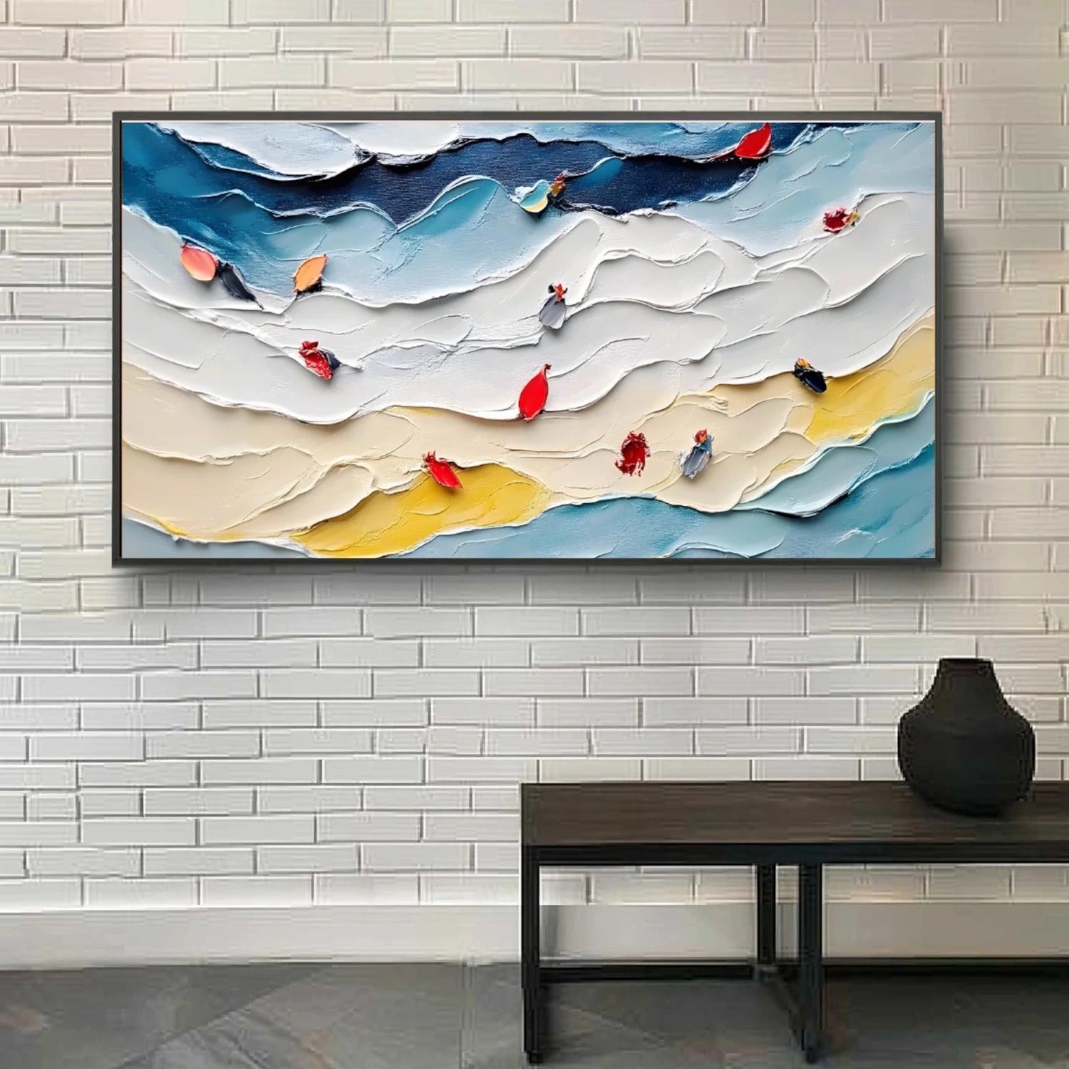 Colorful Ocean And Sky Abstract Textured Canvas Art #OS 299